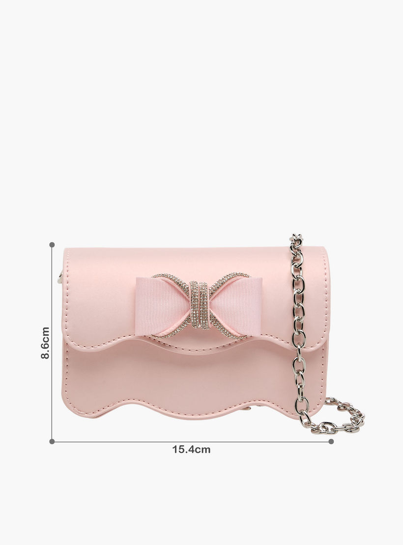 Celeste Scalloped Bow Embellished Crossbody Bag with Chain Strap-girls-accessories-bags-image-2