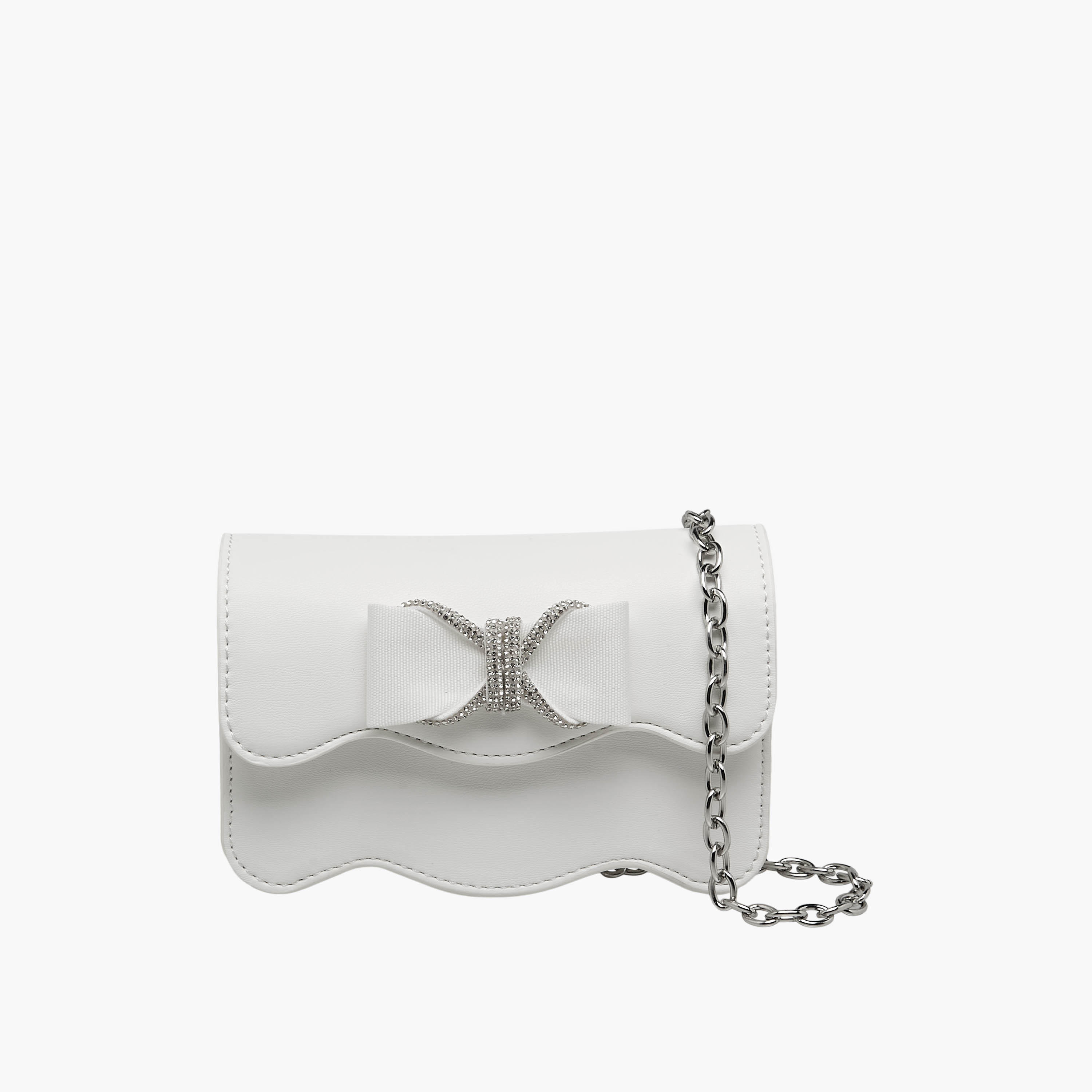 Celeste Scalloped Bow Embellished Crossbody Bag with Chain Strap-girls-accessories-bags-image-1