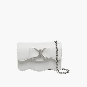 Celeste Scalloped Bow Embellished Crossbody Bag with Chain Strap-girls-accessories-image-1