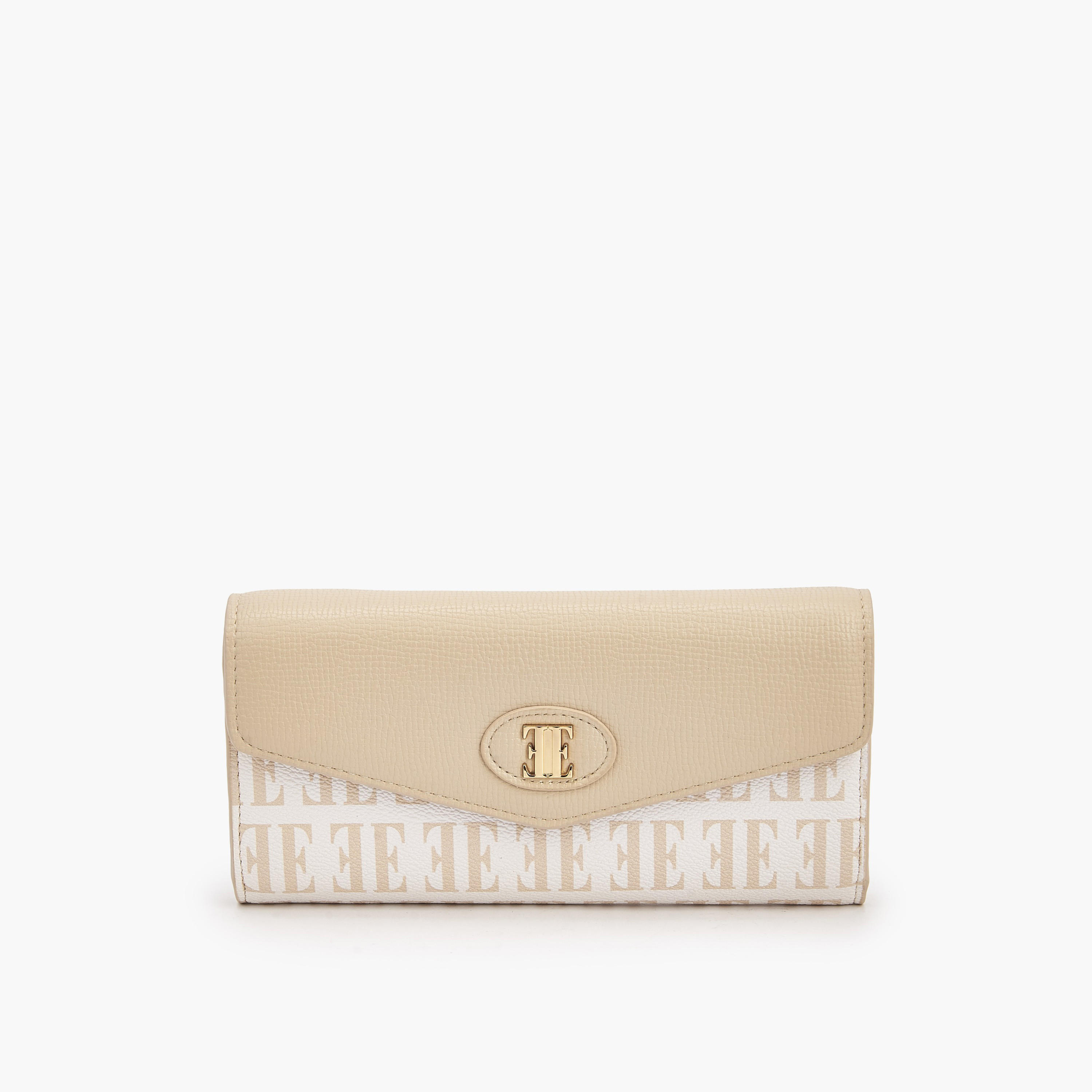 محفظة بطبعات مونوجرام وزر إغلاق كبس من إيل-women-bagsandwallets-wallets-image-1
