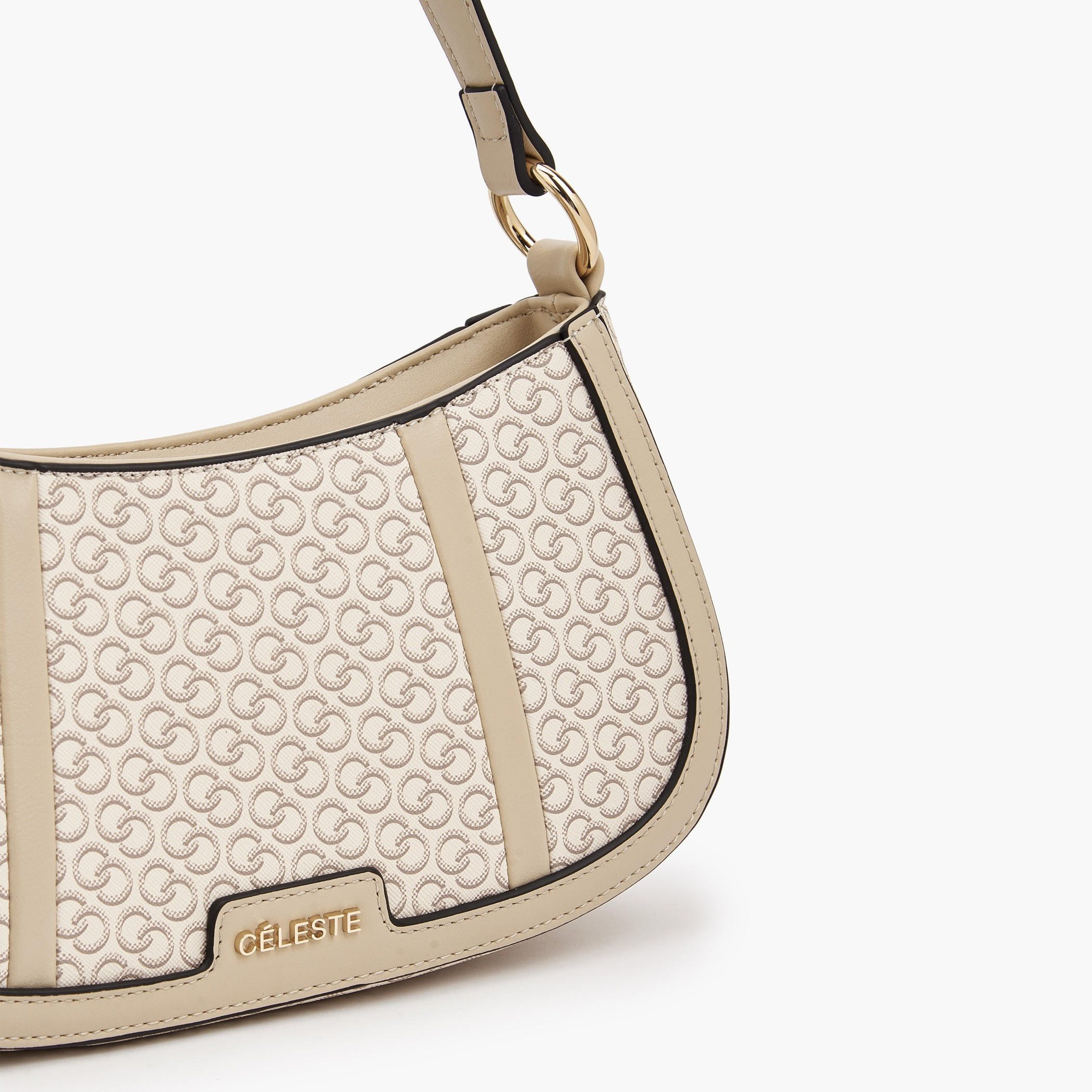 Celeste Monogram Print Shoulder Bag with Zip Closure-women-bagsandwallets-handbags-image-5