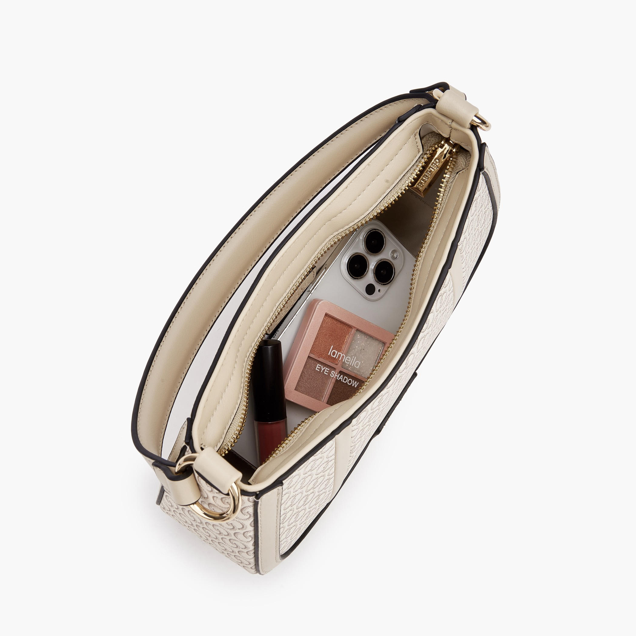 Celeste Monogram Print Shoulder Bag with Zip Closure-women-bagsandwallets-handbags-image-8