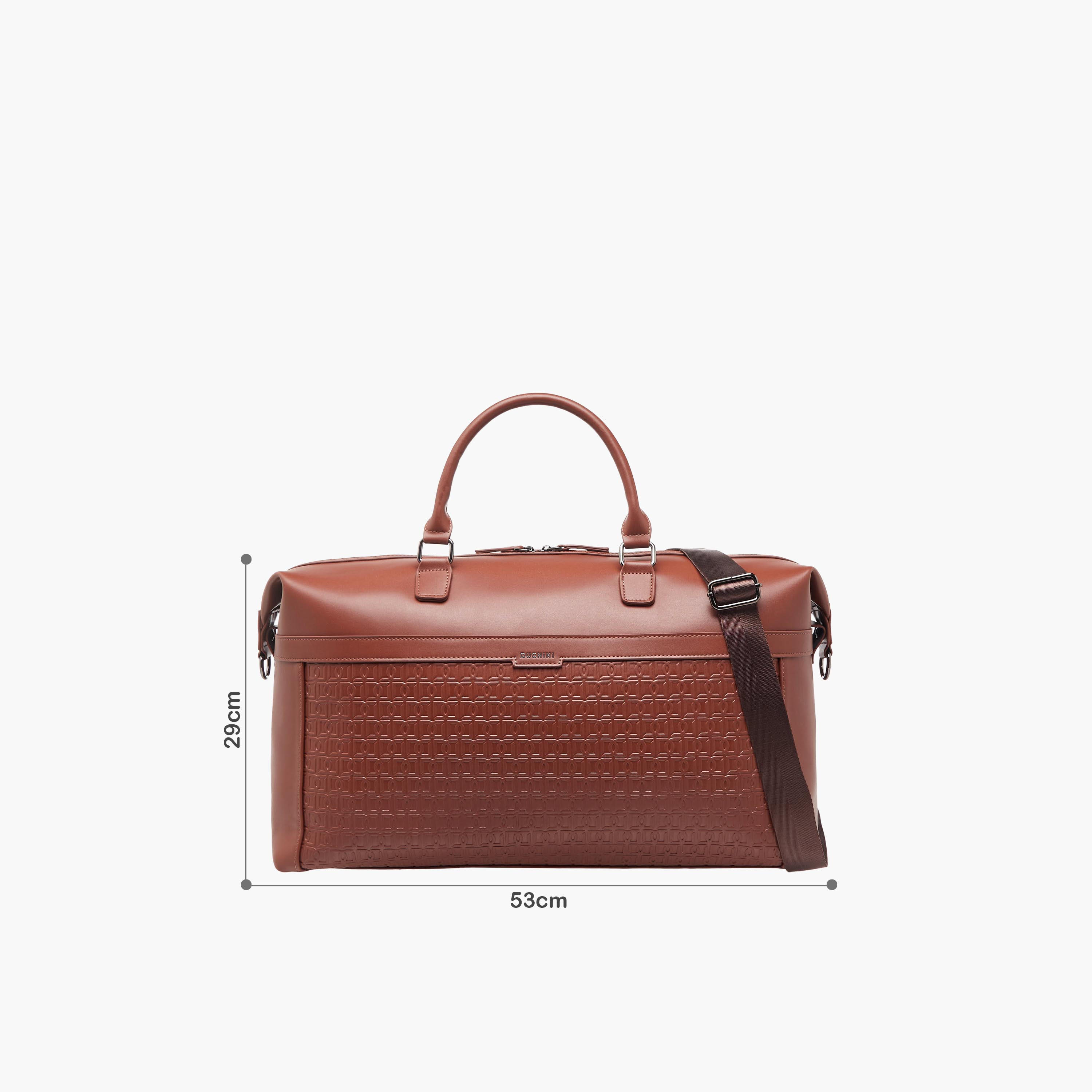 شنطة دفل بنقوش مونوجرام وسحّاب وحزام قابل للفصل من دوتشيني-travel-luggagesandbags-dufflebags-image-2