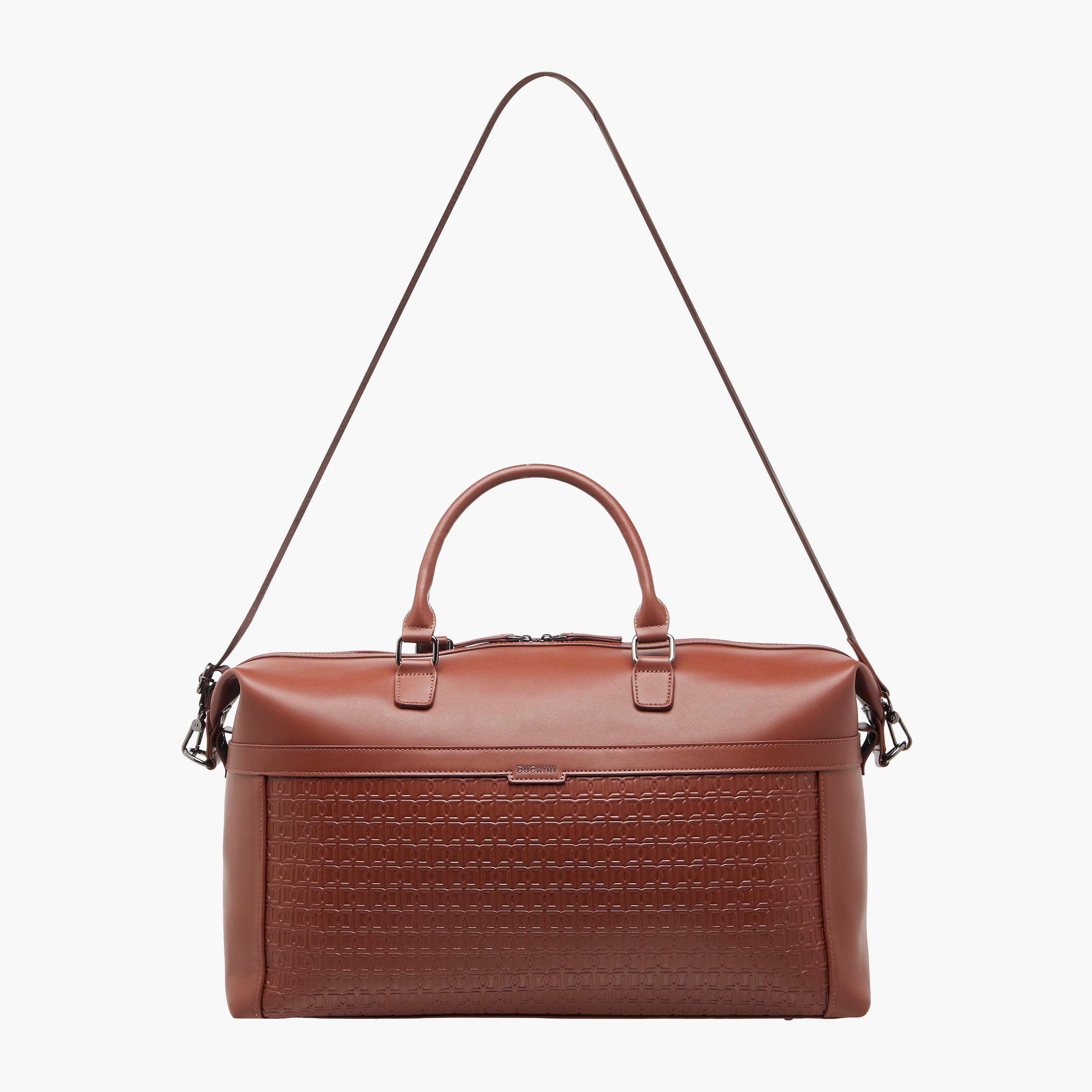 شنطة دفل بنقوش مونوجرام وسحّاب وحزام قابل للفصل من دوتشيني-travel-luggagesandbags-dufflebags-image-3