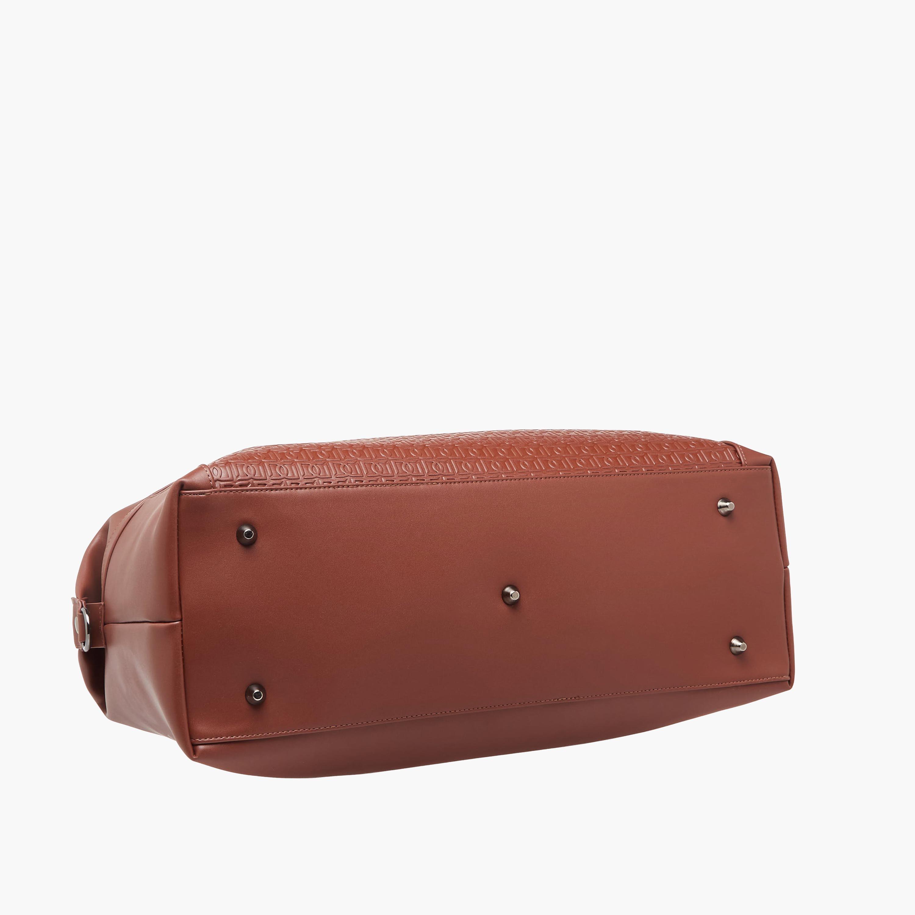 شنطة دفل بنقوش مونوجرام وسحّاب وحزام قابل للفصل من دوتشيني-travel-luggagesandbags-dufflebags-image-7