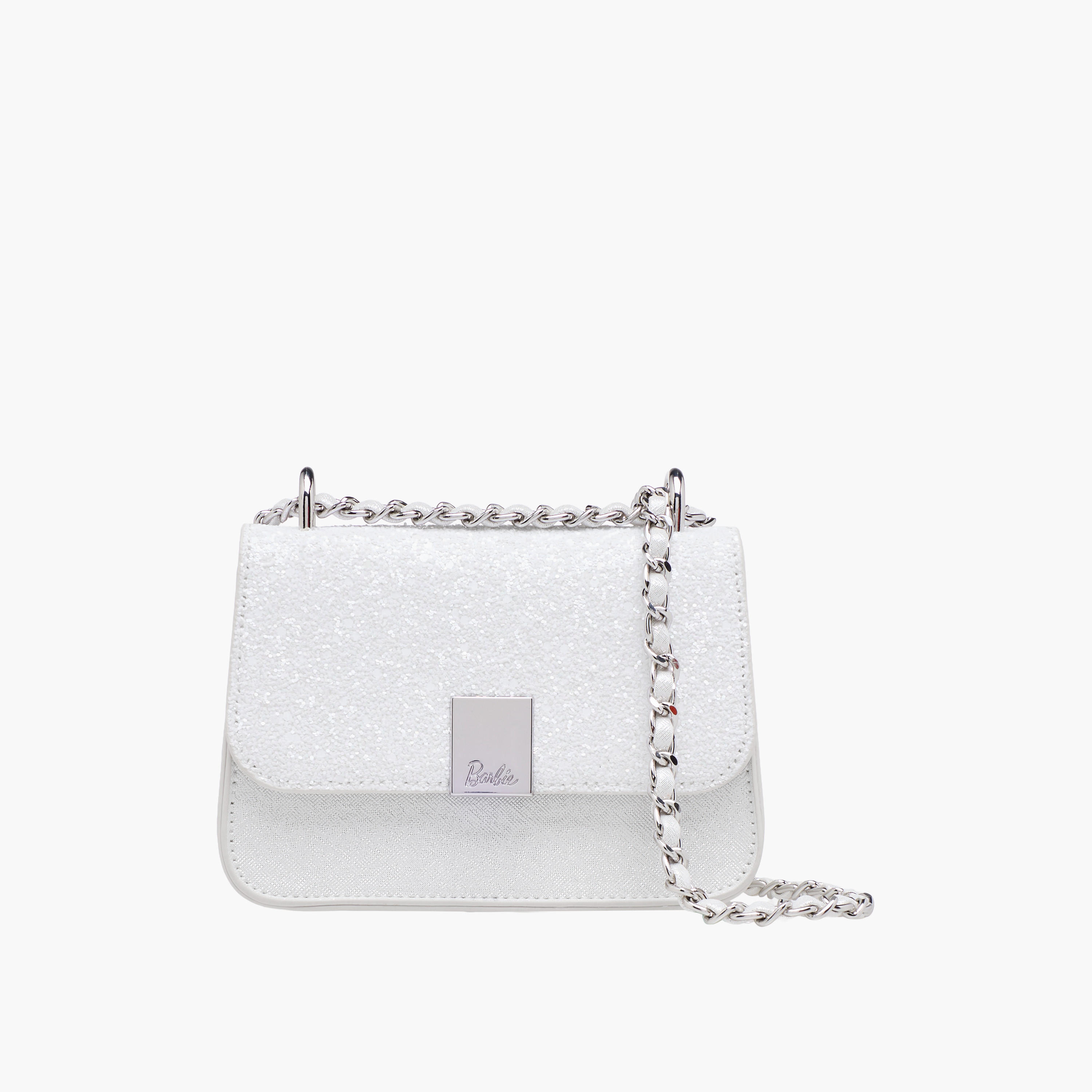 Barbie Glitter Embellished Crossbody Bag with Chain Strap-girls-accessories-bags-image-1