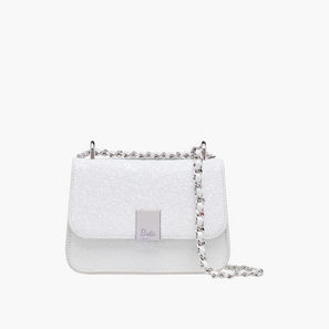Barbie Glitter Embellished Crossbody Bag with Chain Strap-girls-accessories-image-1