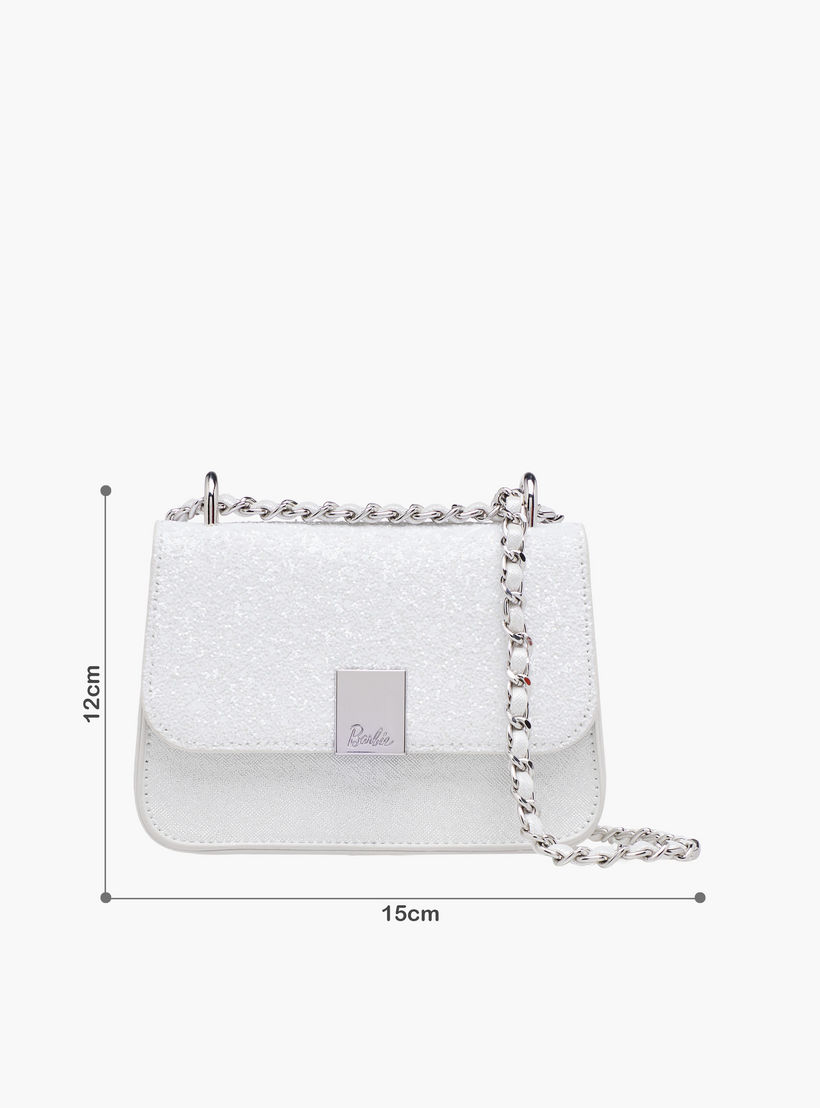 Barbie Glitter Embellished Crossbody Bag with Chain Strap-girls-accessories-bags-image-2