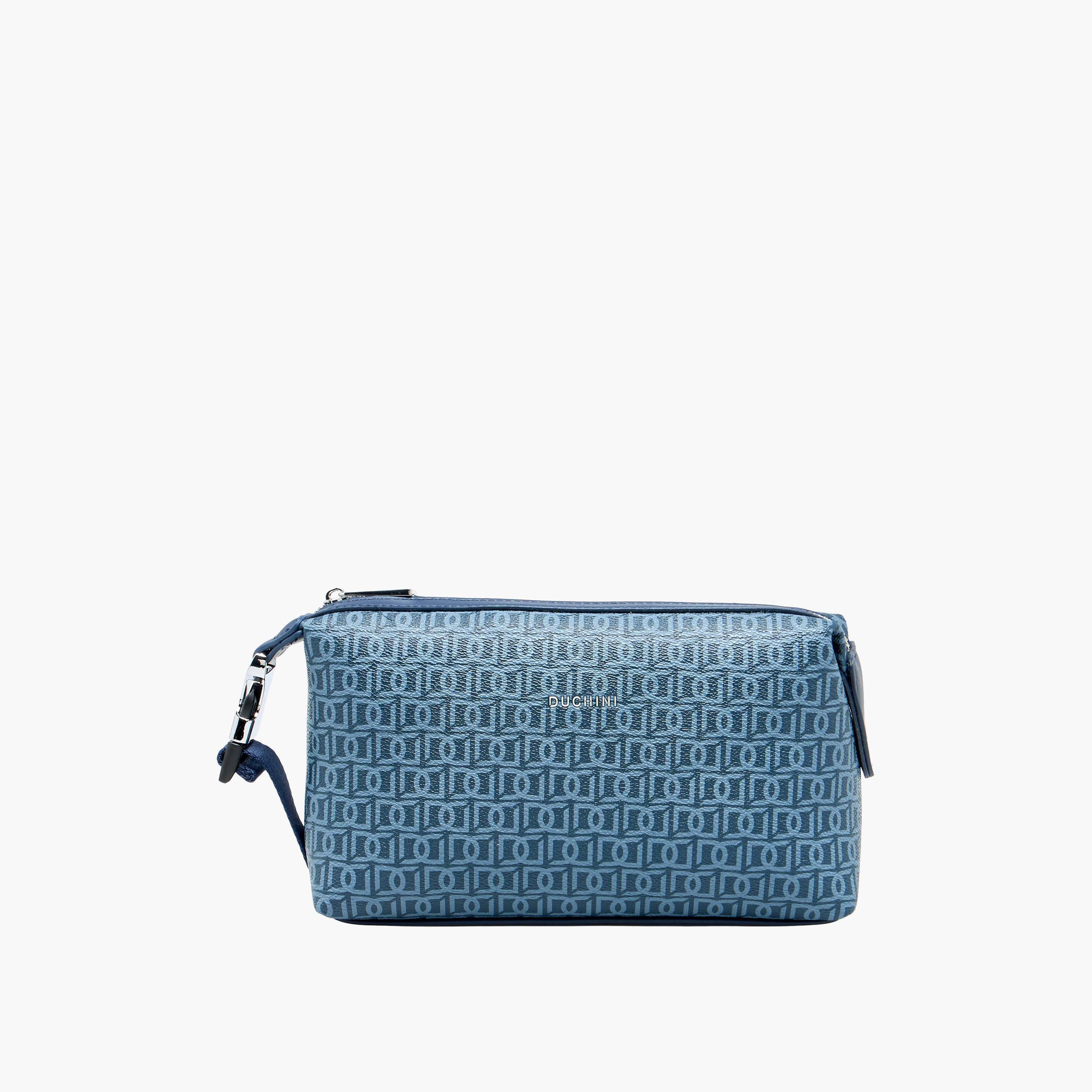 Duchini Monogram Print Pouch with Zip Closure and Side Release Buckle Detail-men-beltsandwallets-wallets-image-1
