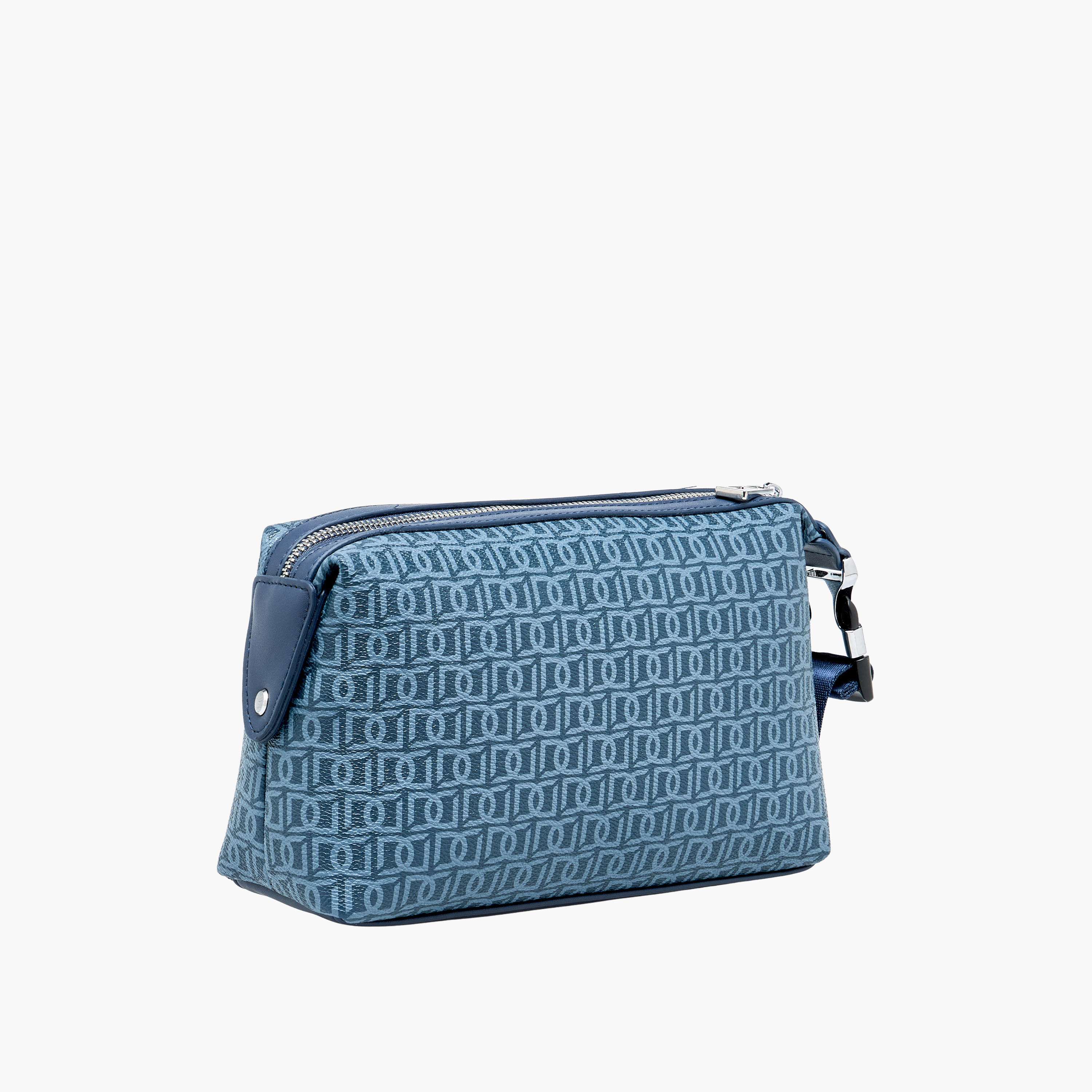 Duchini Monogram Print Pouch with Zip Closure and Side Release Buckle Detail-men-beltsandwallets-wallets-image-3