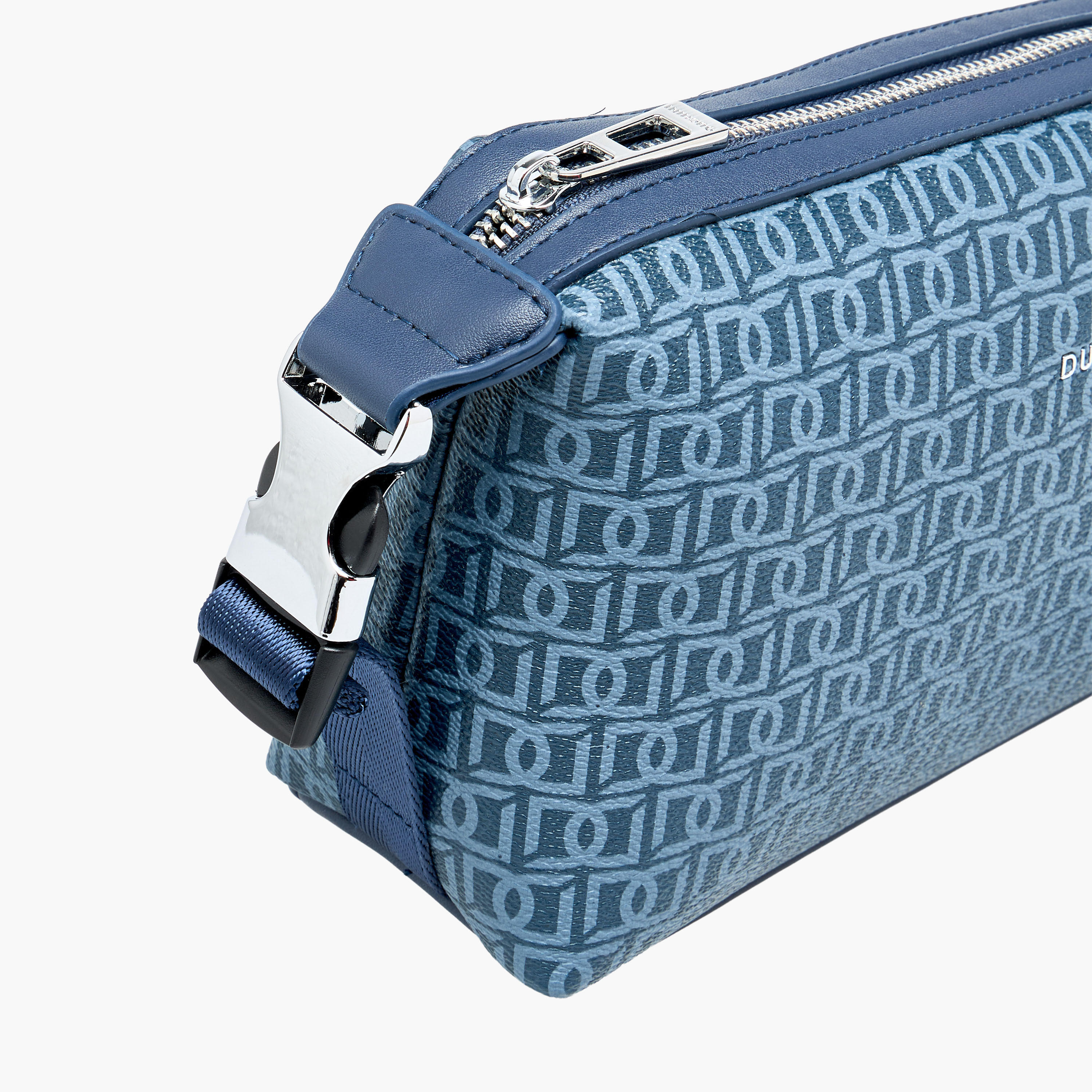 Duchini Monogram Print Pouch with Zip Closure and Side Release Buckle Detail-men-beltsandwallets-wallets-image-4