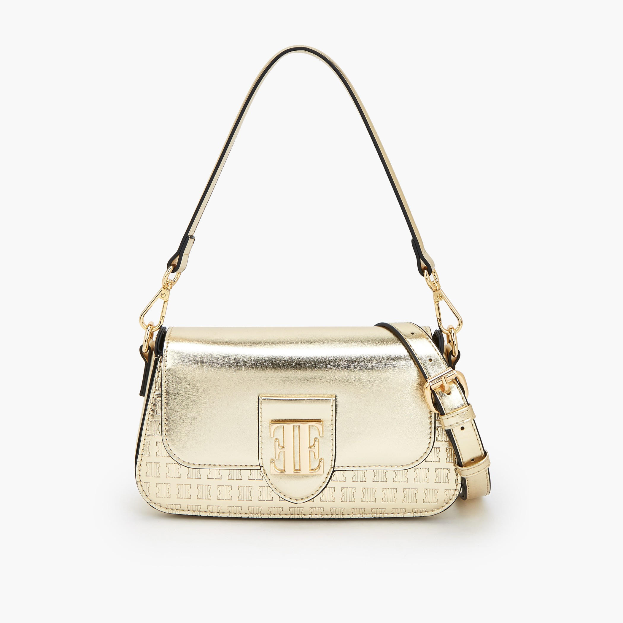 Elle Monogram Embossed Shoulder Bag with Adjustable Strap-women-bagsandwallets-handbags-image-1