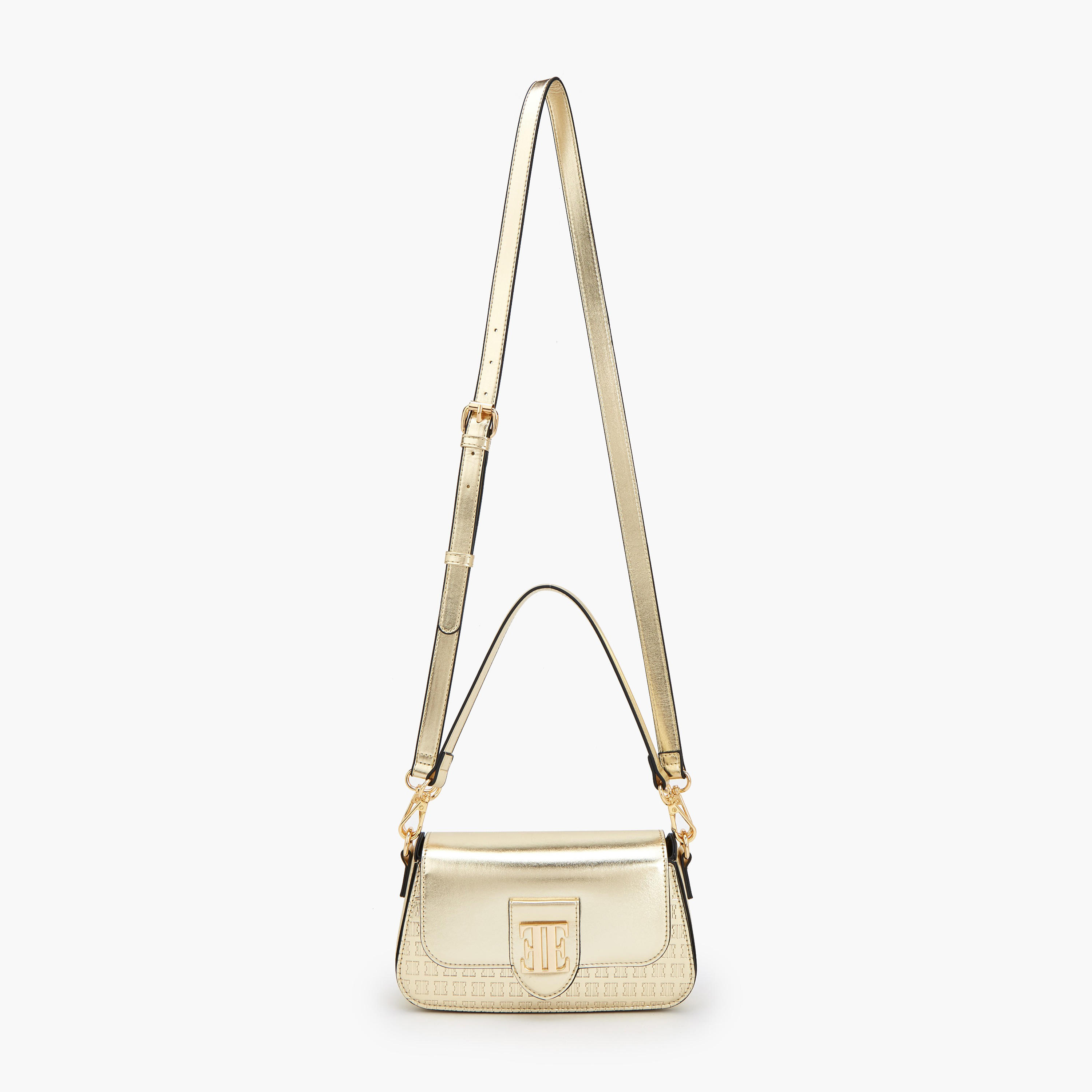 Elle Monogram Embossed Shoulder Bag with Adjustable Strap-women-bagsandwallets-handbags-image-2