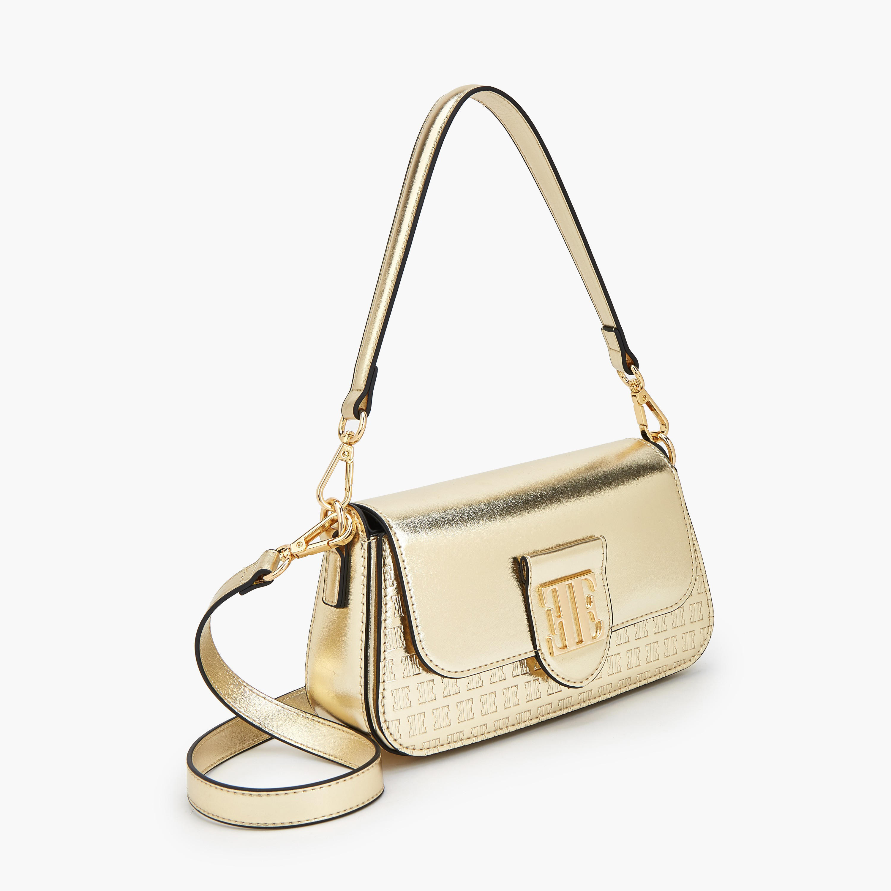 Elle Monogram Embossed Shoulder Bag with Adjustable Strap-women-bagsandwallets-handbags-image-3