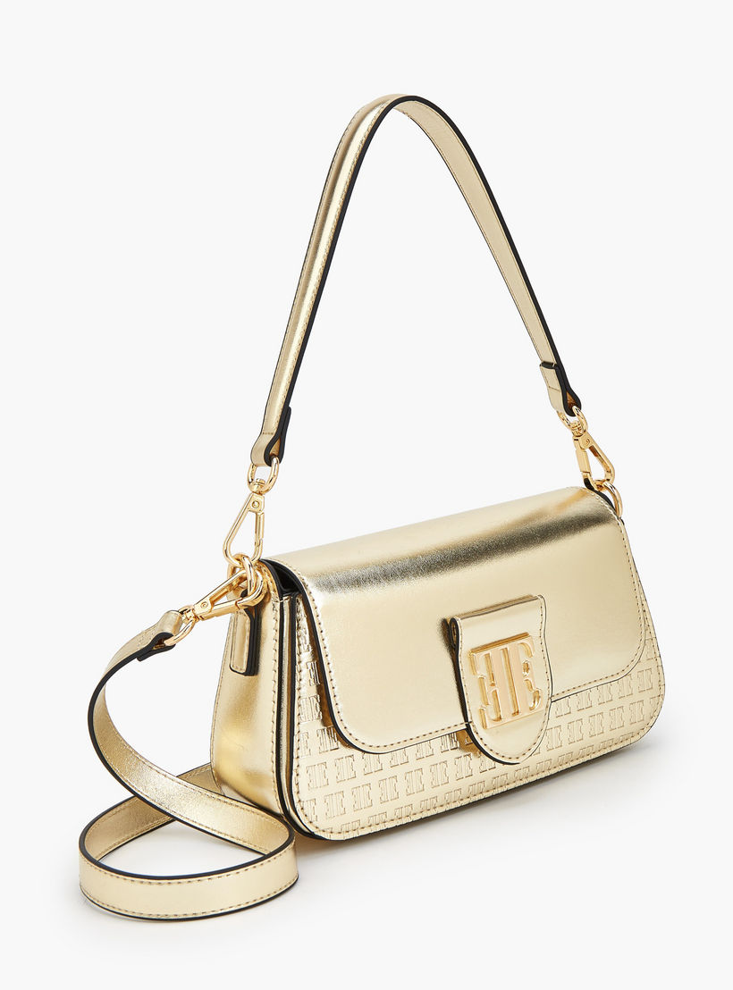 Elle Monogram Embossed Shoulder Bag with Adjustable Strap-women-bagsandwallets-handbags-image-3