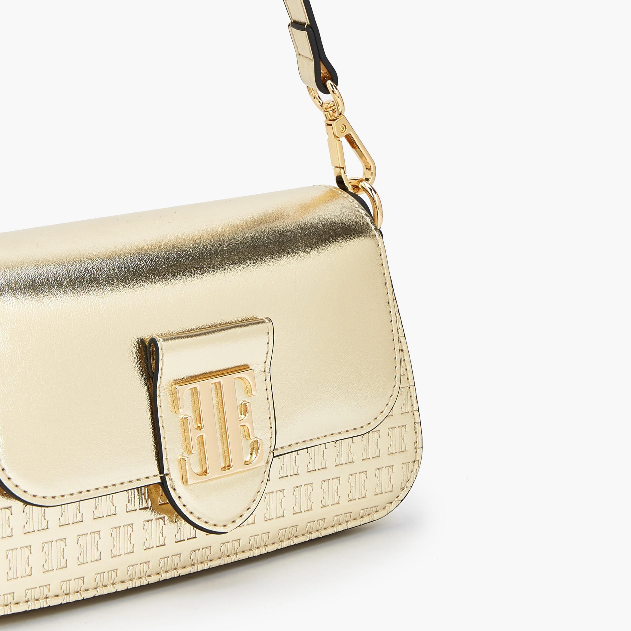 Elle Monogram Embossed Shoulder Bag with Adjustable Strap-women-bagsandwallets-handbags-image-4