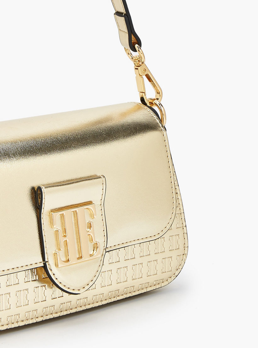 Elle Monogram Embossed Shoulder Bag with Adjustable Strap-women-bagsandwallets-handbags-image-4