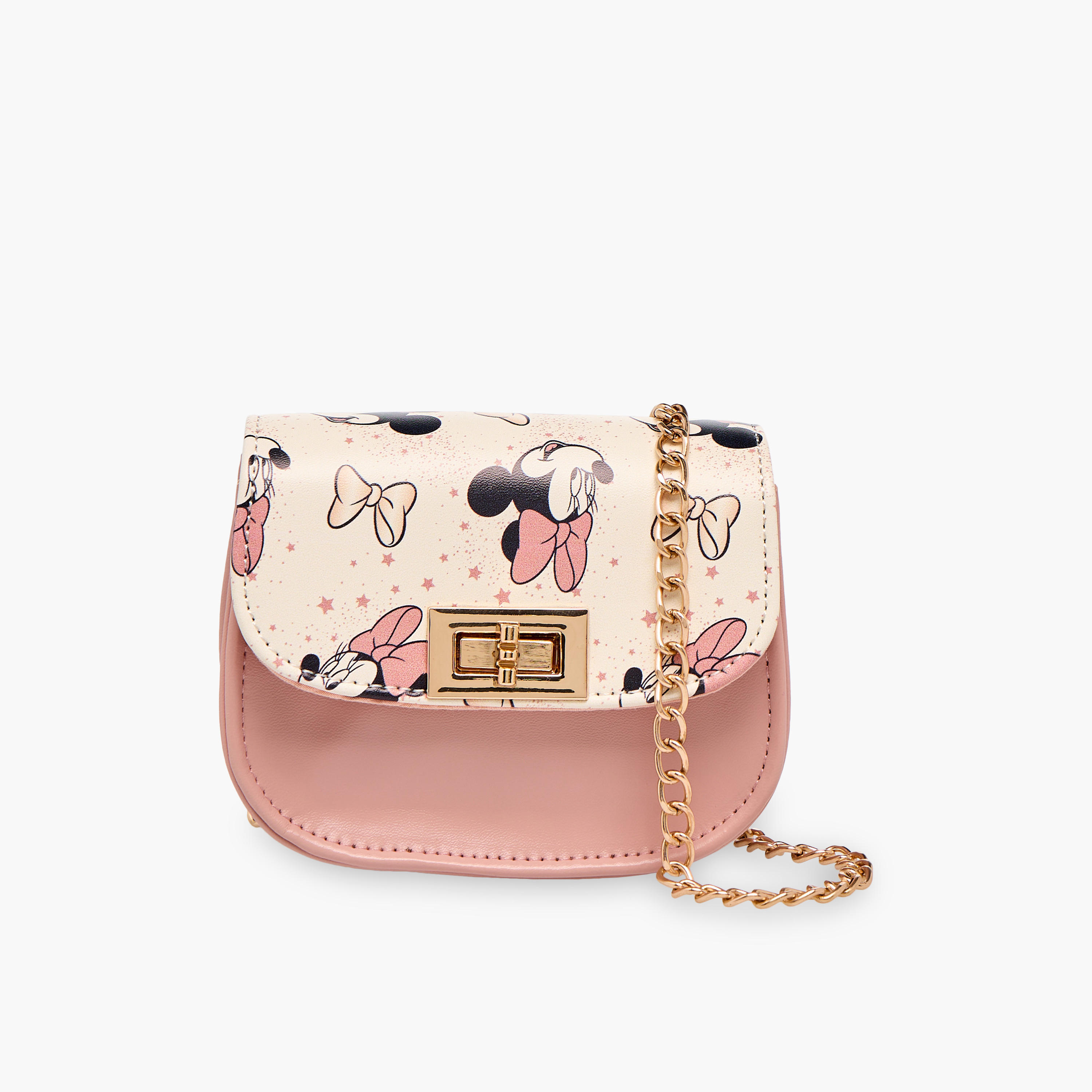 Disney Minnie Mouse Print Crossbody Bag with Detachable Chain Strap-girls-accessories-bags-image-1