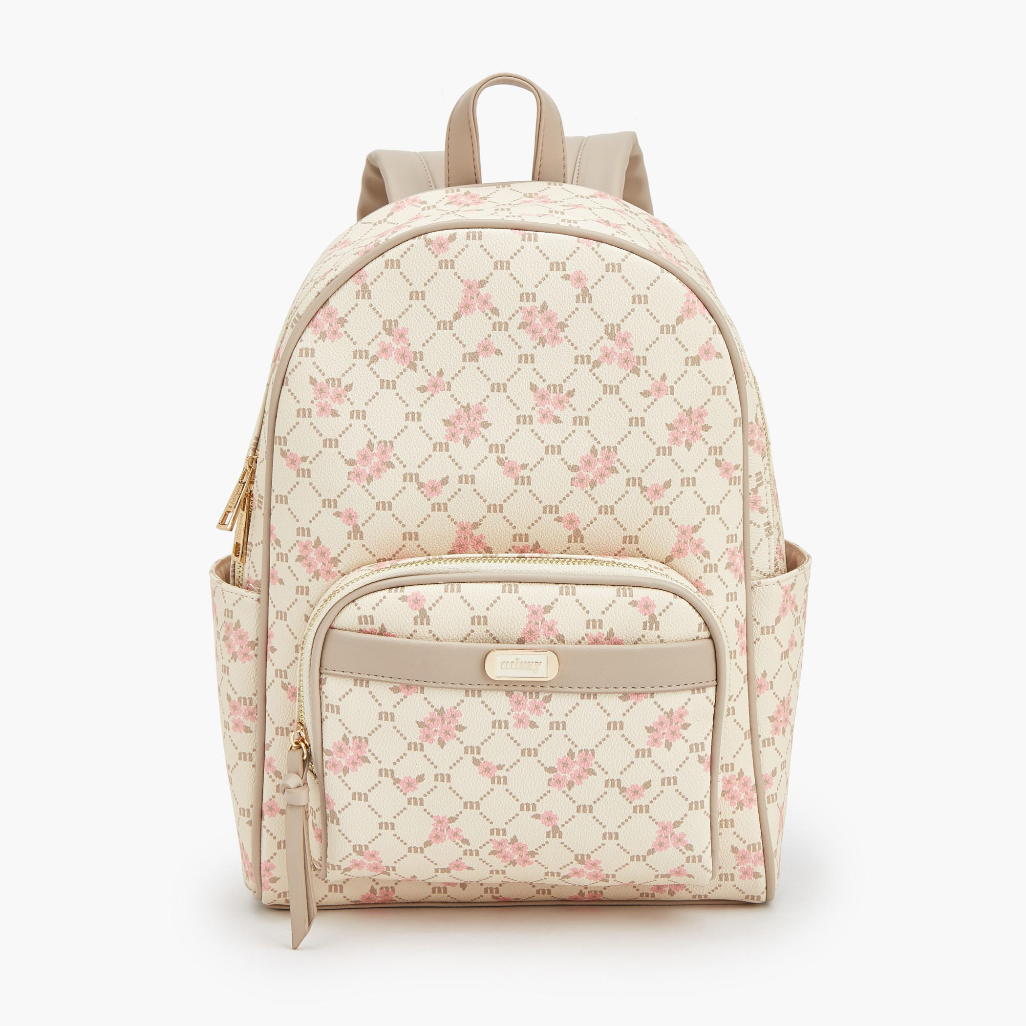 شنطة ظهر بطبعات مونوجرام وحمالات قابلة للتعديل من ميسي-women-bagsandwallets-backpacks-image-1