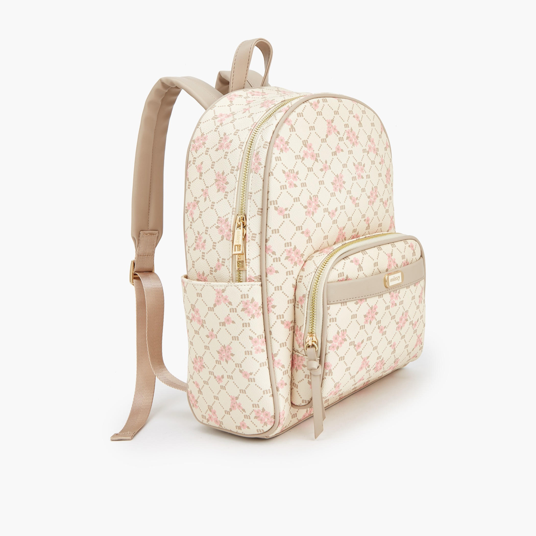 شنطة ظهر بطبعات مونوجرام وحمالات قابلة للتعديل من ميسي-women-bagsandwallets-backpacks-image-2