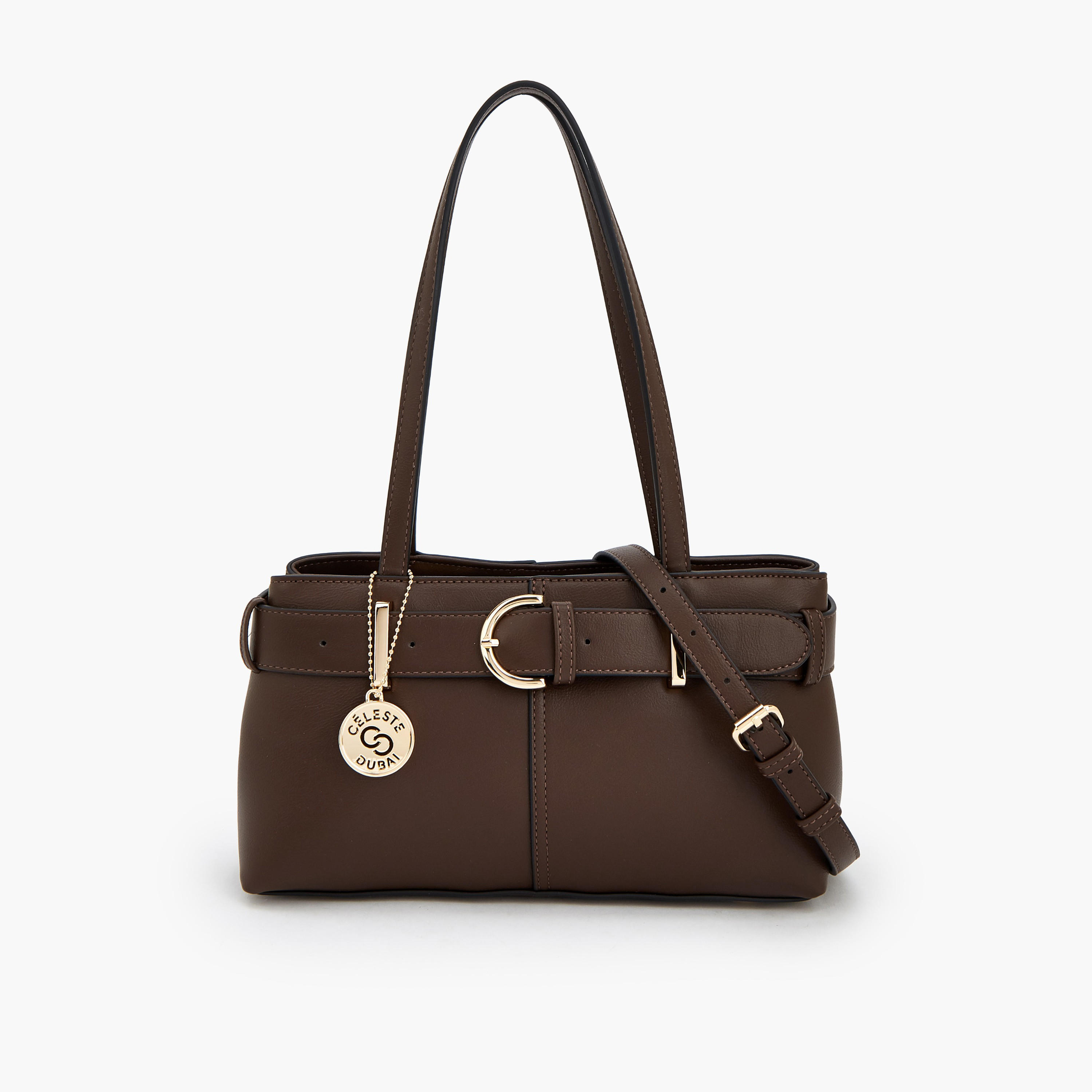 Celeste Buckle Detail Tote Bag with Double Handle-women-bagsandwallets-handbags-image-1