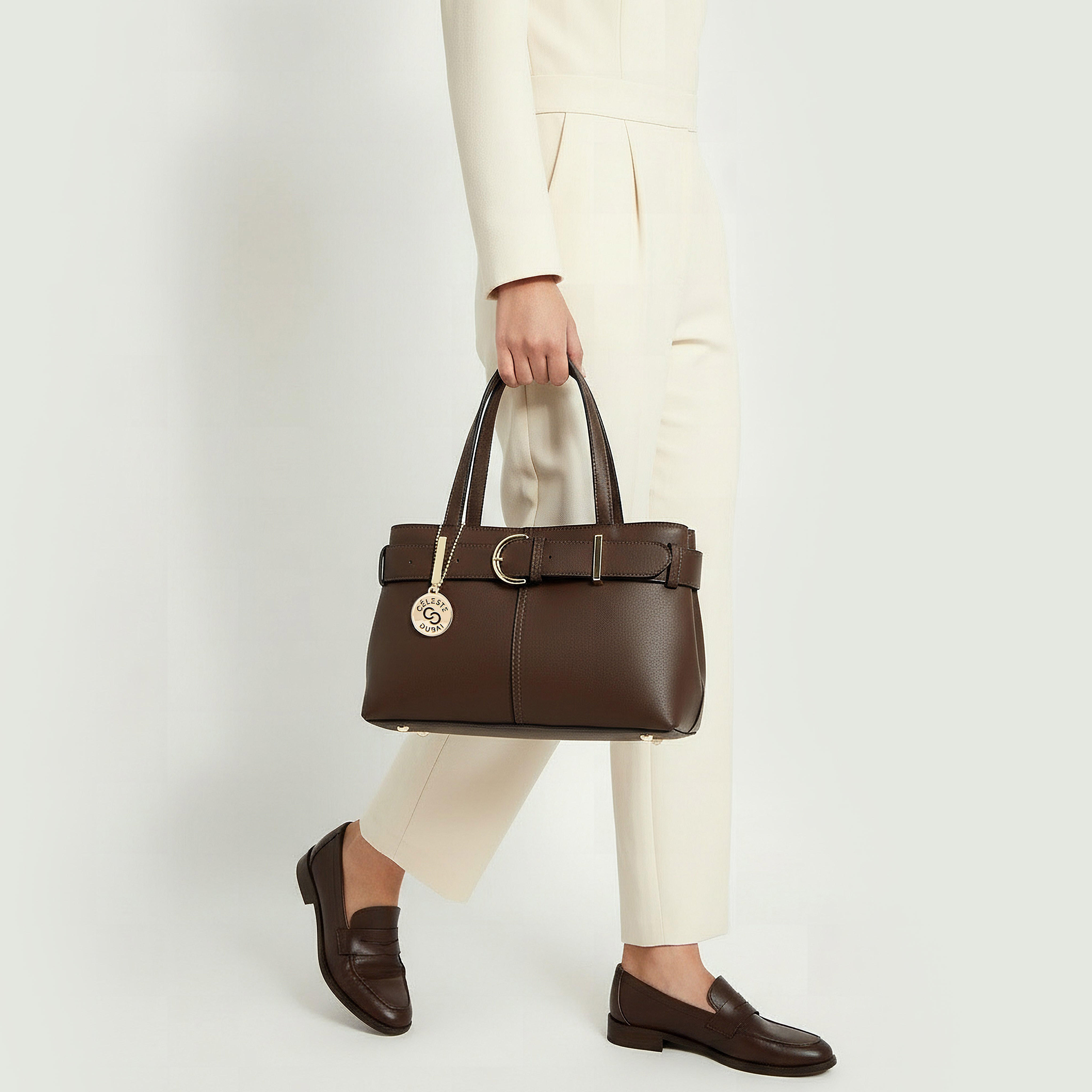 Celeste Buckle Detail Tote Bag with Double Handle-women-bagsandwallets-handbags-image-2