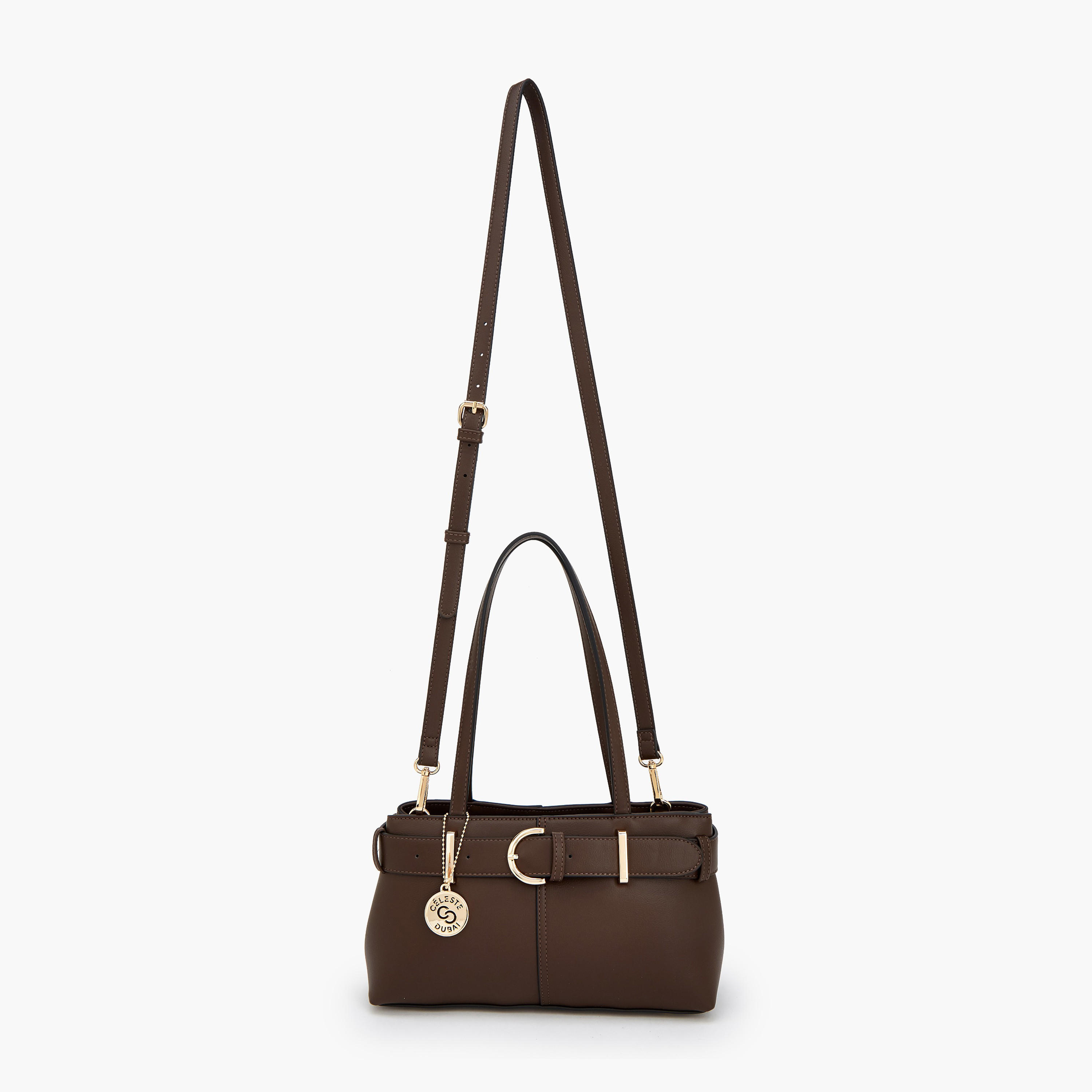 Celeste Buckle Detail Tote Bag with Double Handle-women-bagsandwallets-handbags-image-3