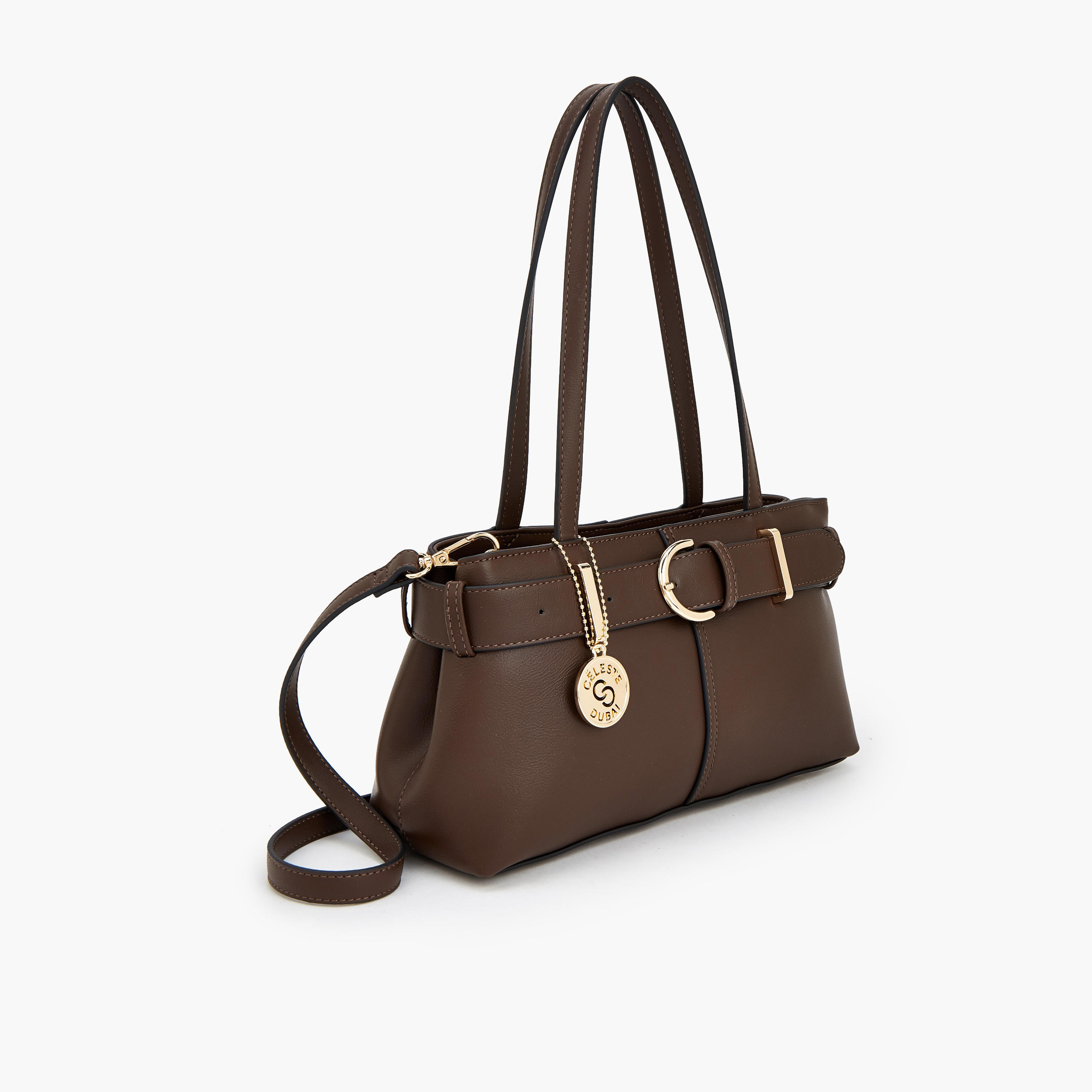 Celeste Buckle Detail Tote Bag with Double Handle-women-bagsandwallets-handbags-image-4