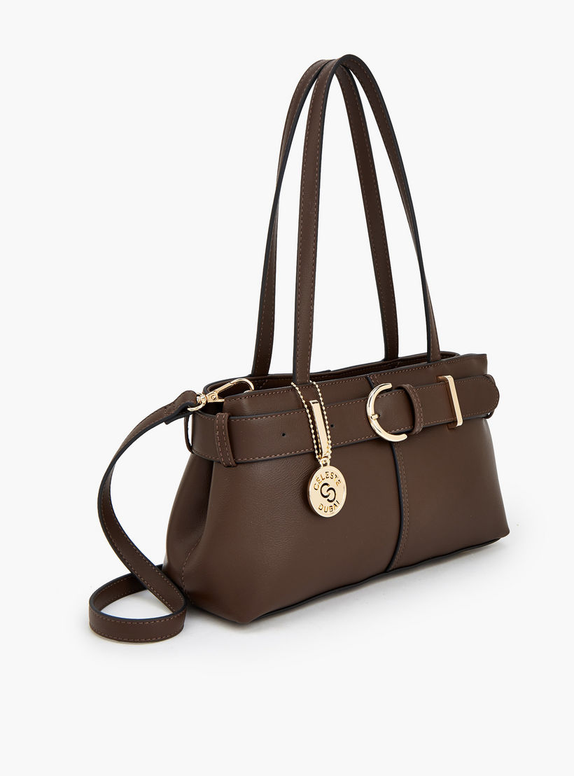 Celeste Buckle Detail Tote Bag with Double Handle-women-bagsandwallets-handbags-image-4