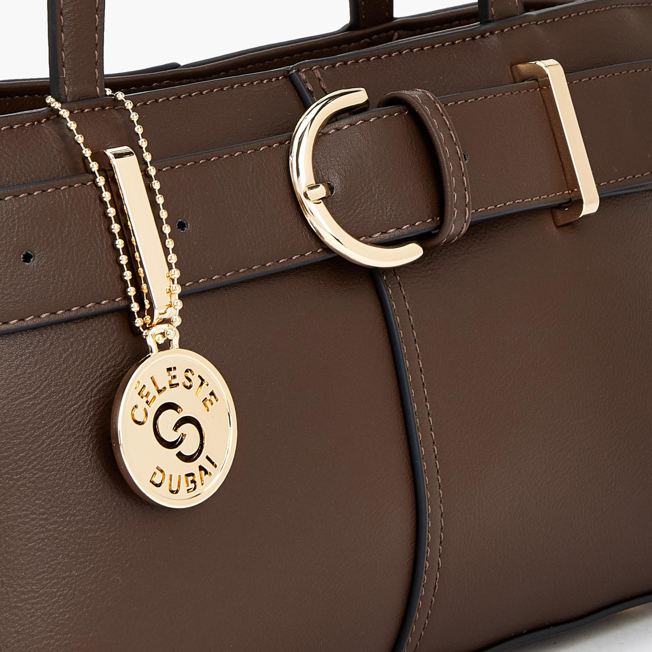 Celeste Buckle Detail Tote Bag with Double Handle-women-bagsandwallets-handbags-image-5