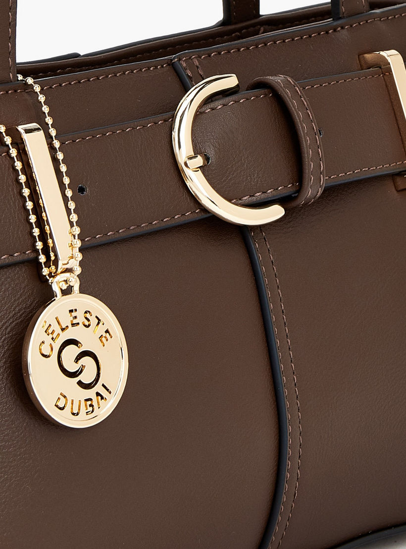 Celeste Buckle Detail Tote Bag with Double Handle-women-bagsandwallets-handbags-image-5