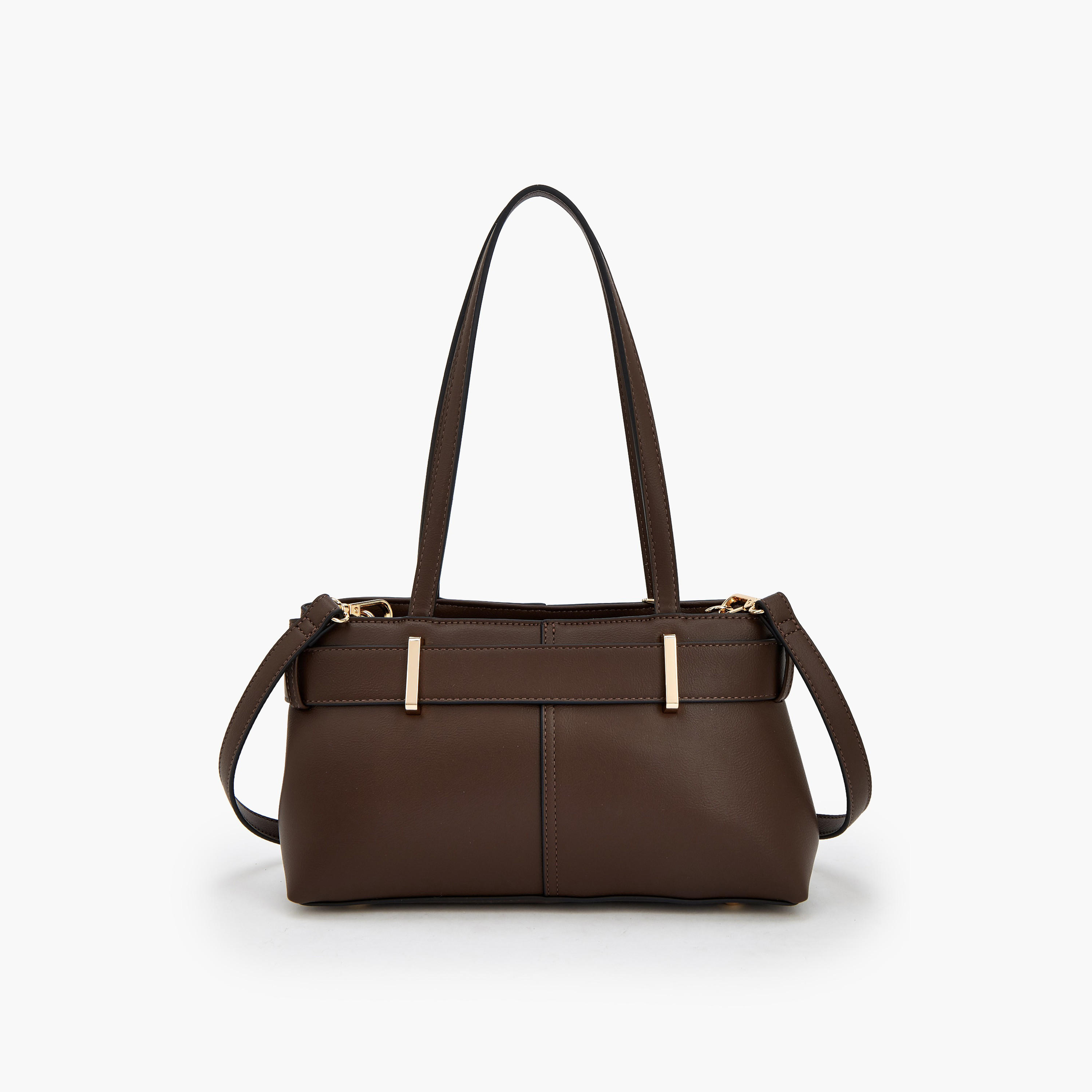 Celeste Buckle Detail Tote Bag with Double Handle-women-bagsandwallets-handbags-image-6