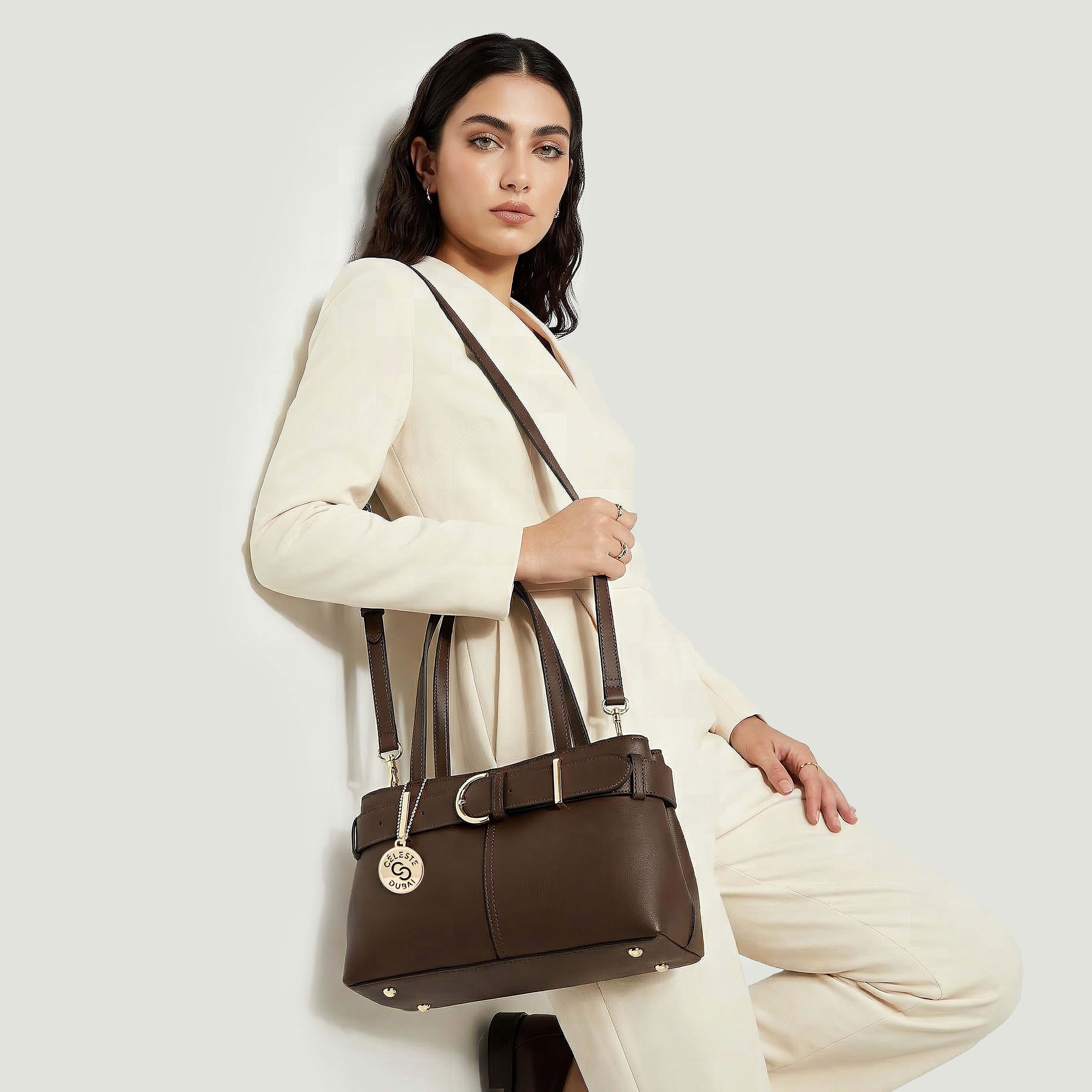 Celeste Buckle Detail Tote Bag with Double Handle-women-bagsandwallets-handbags-image-8