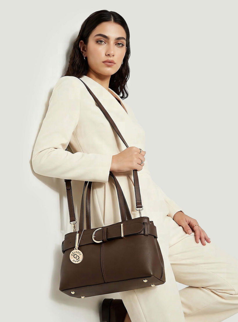 Celeste Buckle Detail Tote Bag with Double Handle-women-bagsandwallets-handbags-image-8