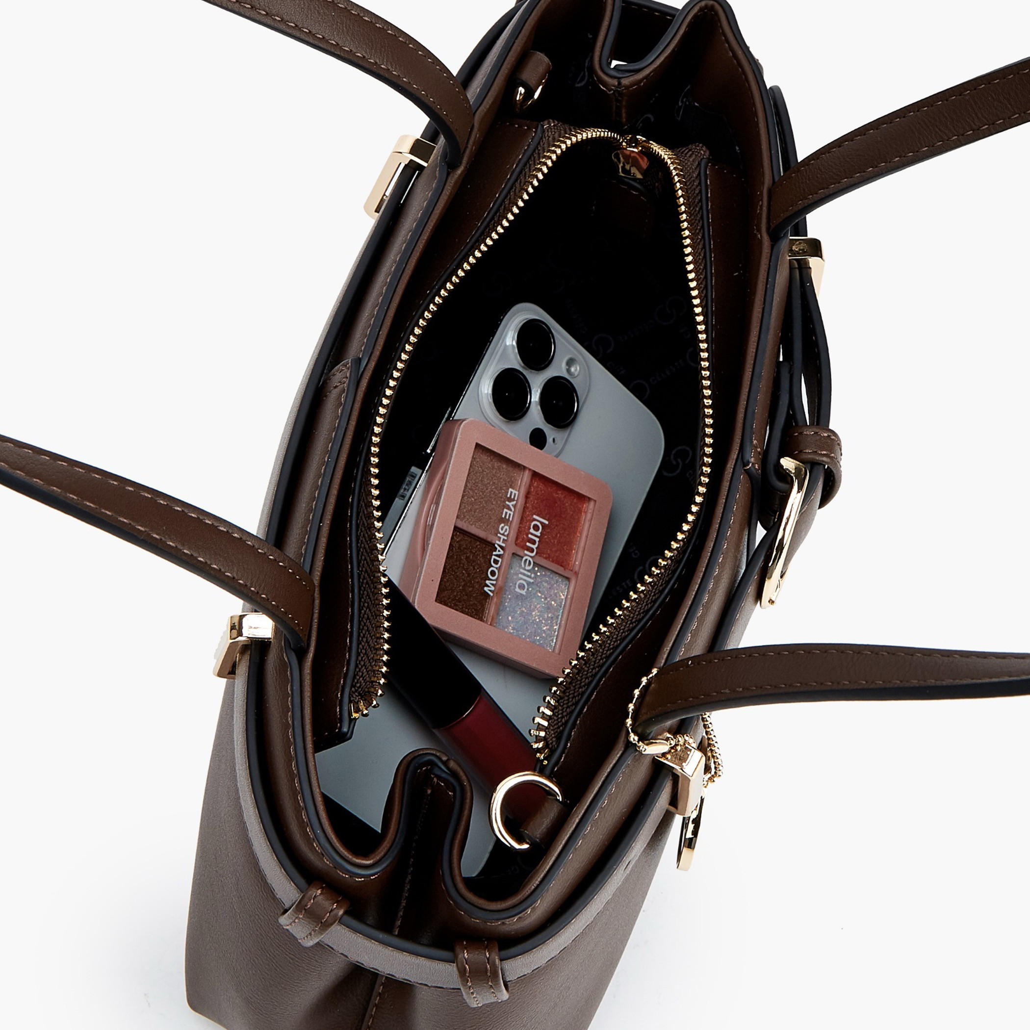 Celeste Buckle Detail Tote Bag with Double Handle-women-bagsandwallets-handbags-image-9