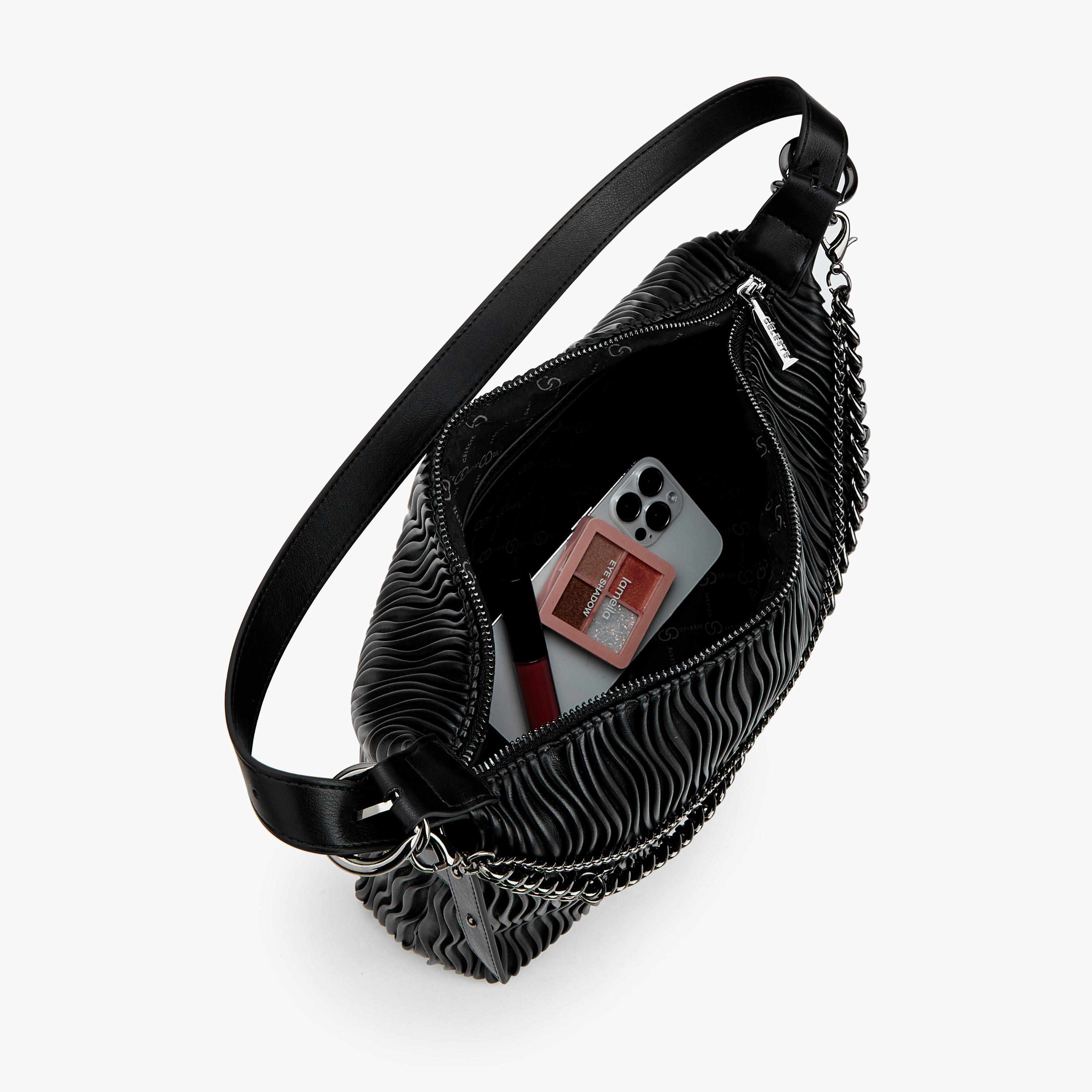 Celeste Textured Shoulder Bag with Adjustable Strap-women-bagsandwallets-handbags-image-7