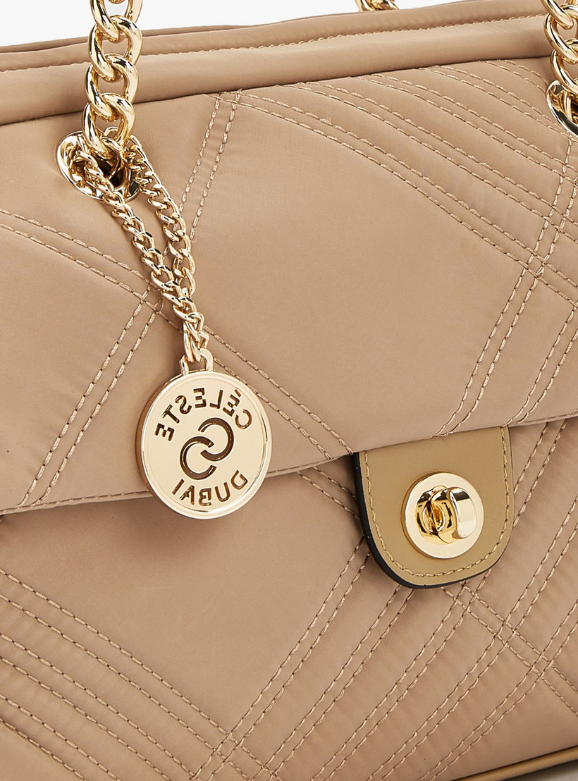 Celeste Quilted Shoulder Bag with Zip Closure-women-bagsandwallets-handbags-image-3