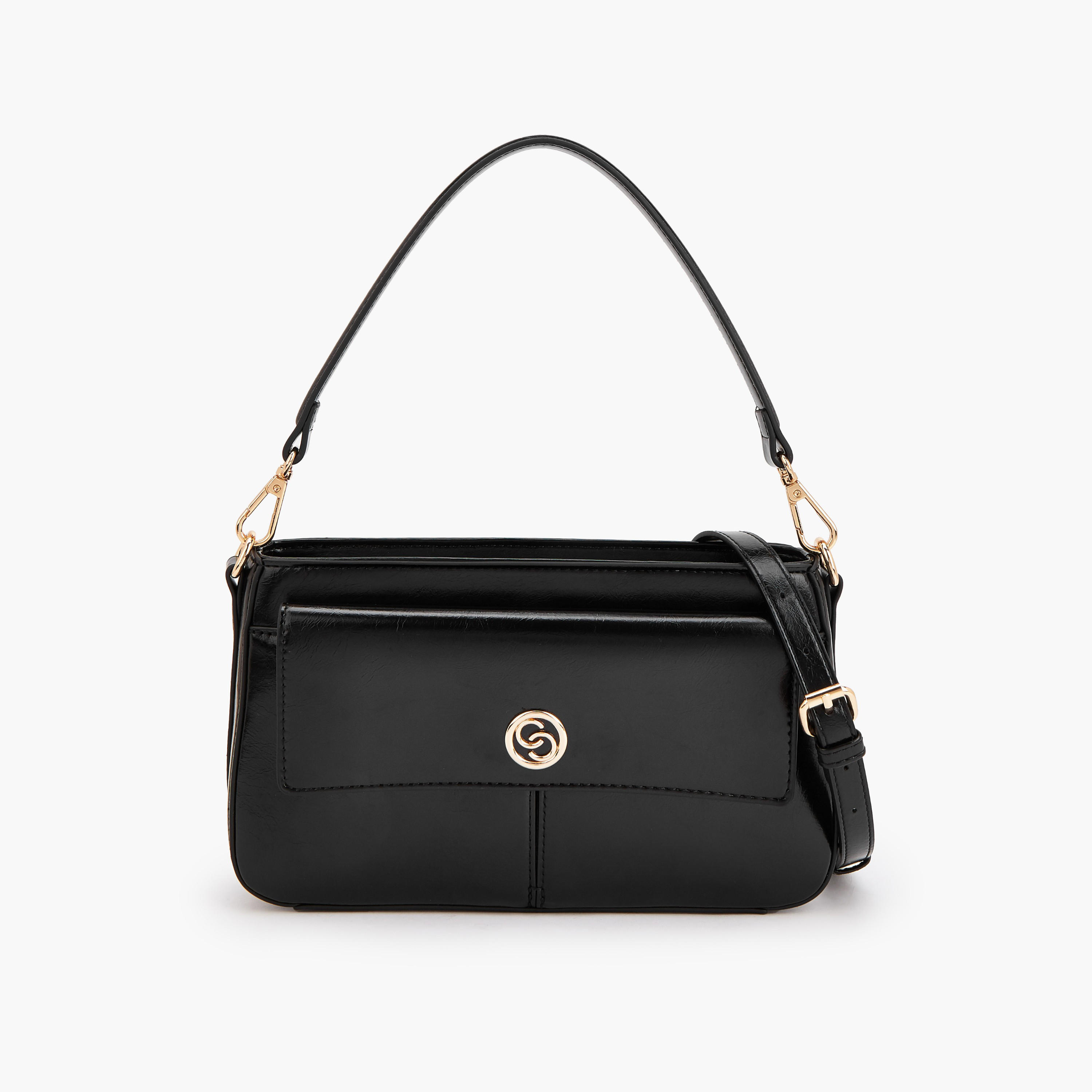 شنطة كروس بودي بحزام قابل للفصل وتفاصيل الشعار من سيليست-women-bagsandwallets-handbags-image-1