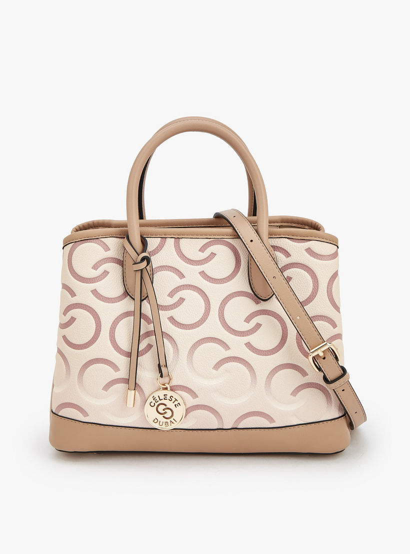 Celeste Monogram Print Tote Bag with Double Handle-women-bagsandwallets-handbags-image-1