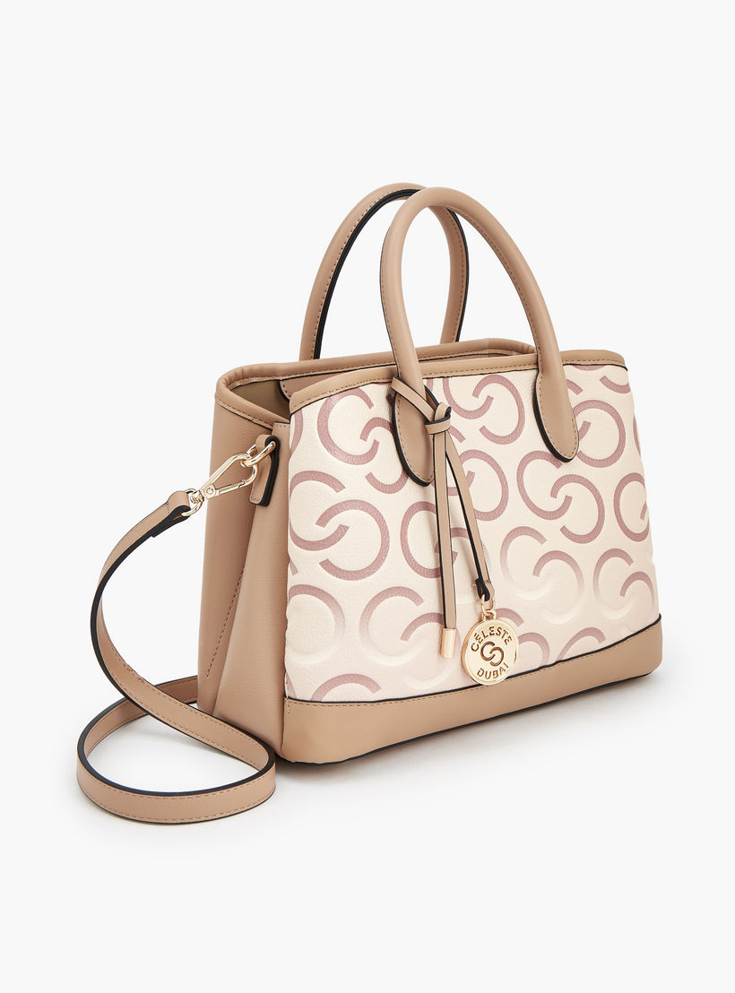 Celeste Monogram Print Tote Bag with Double Handle-women-bagsandwallets-handbags-image-4