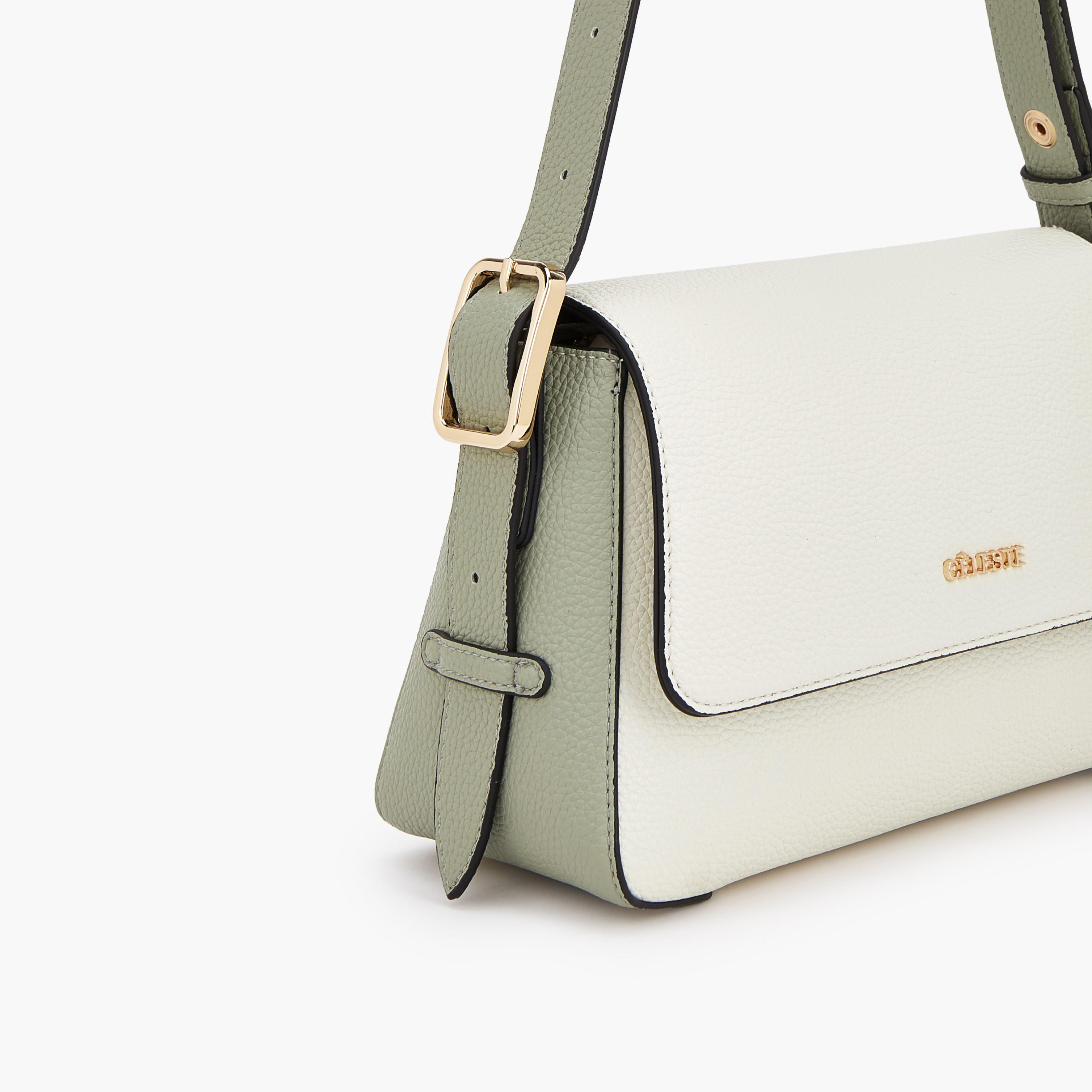 Celeste Textured Panel Shoulder Bag with Button Closure-women-bagsandwallets-handbags-image-3