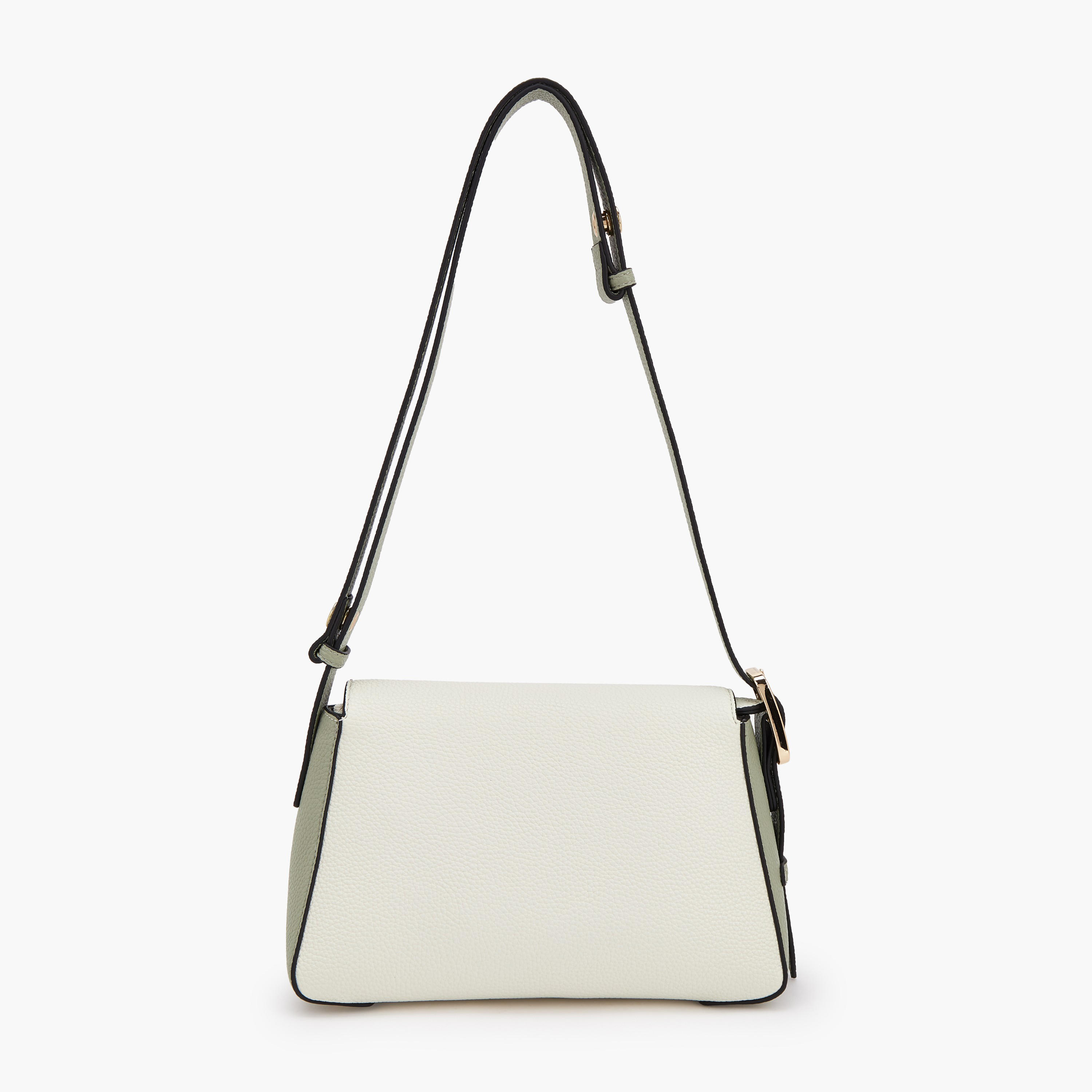 Celeste Textured Panel Shoulder Bag with Button Closure-women-bagsandwallets-handbags-image-4