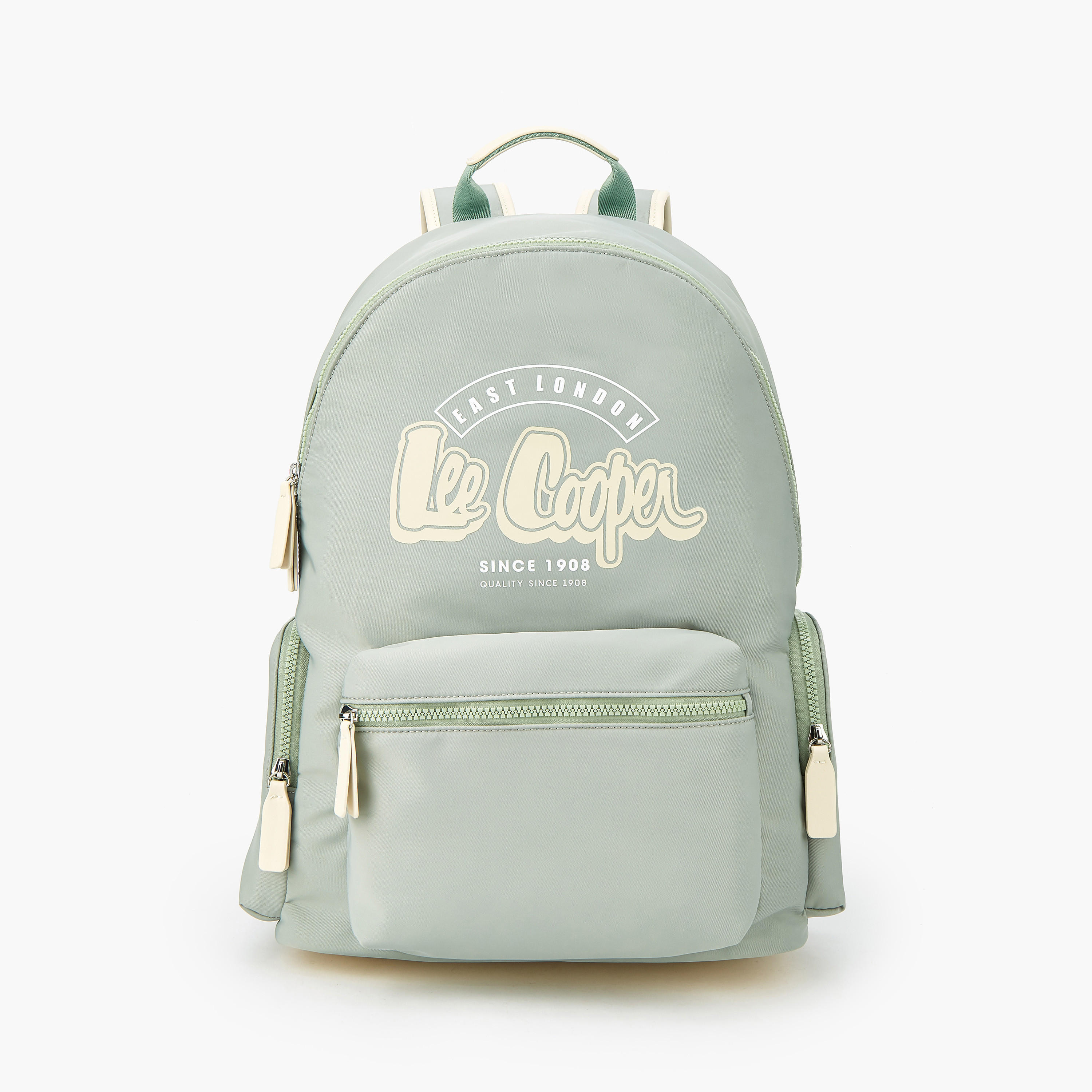 شنطة ظهر بوليستر بأحزمة قابلة للتعديل وطبعات الشعار من لي كوبر-women-bagsandwallets-backpacks-image-1
