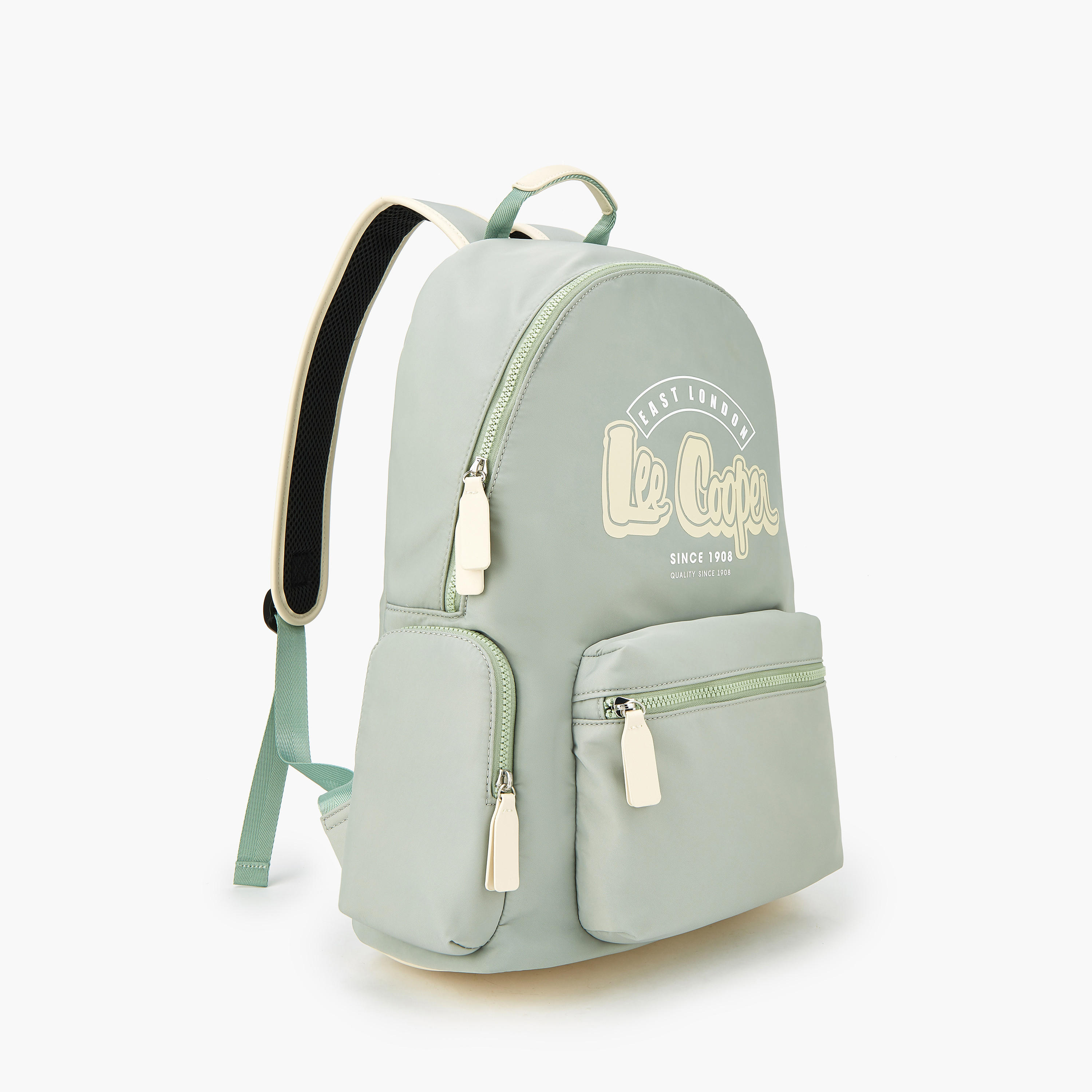 شنطة ظهر بوليستر بأحزمة قابلة للتعديل وطبعات الشعار من لي كوبر-women-bagsandwallets-backpacks-image-2