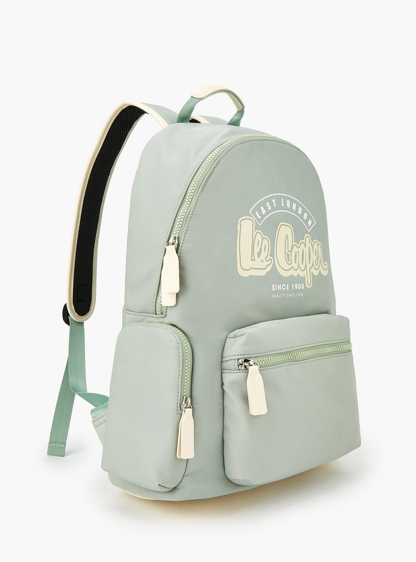 شنطة ظهر بوليستر بأحزمة قابلة للتعديل وطبعات الشعار من لي كوبر-women-bagsandwallets-backpacks-image-2