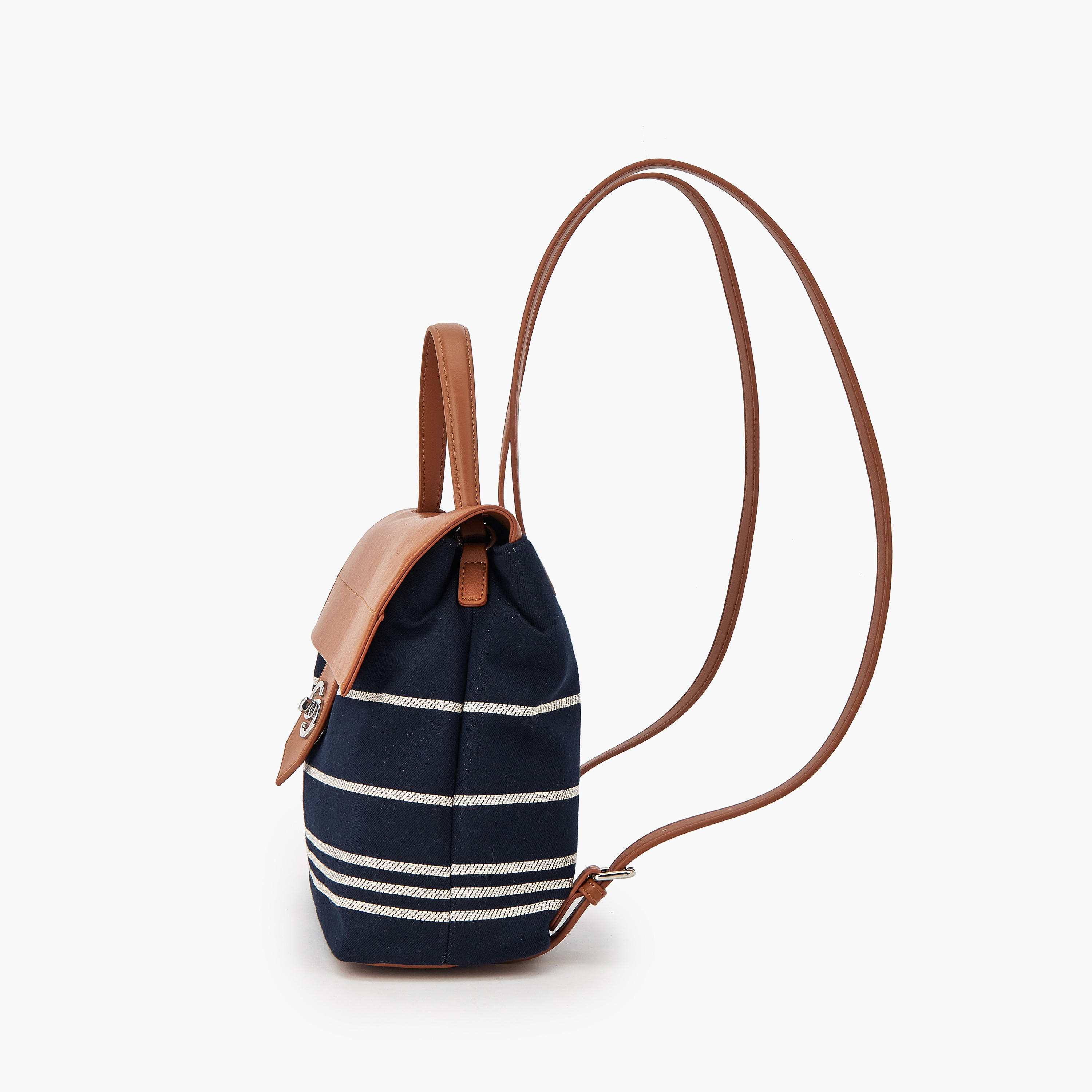شنطة ظهر قماش مخططة بأحزمة كتف قابلة للتعديل من سيليست-women-bagsandwallets-backpacks-image-5