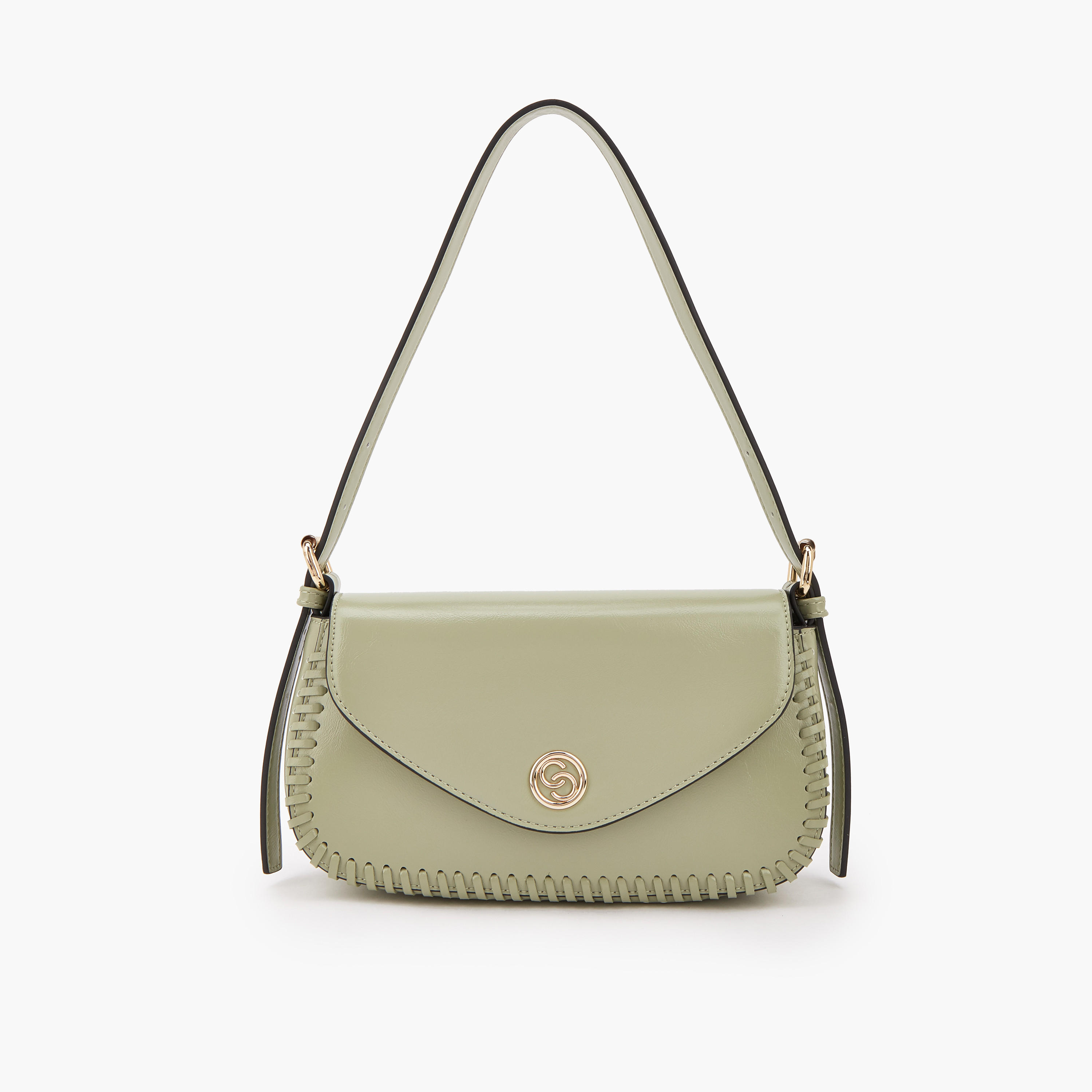 شنطة كتف بزر إغلاق وتفاصيل مغرزة من سيليست-women-bagsandwallets-handbags-image-1