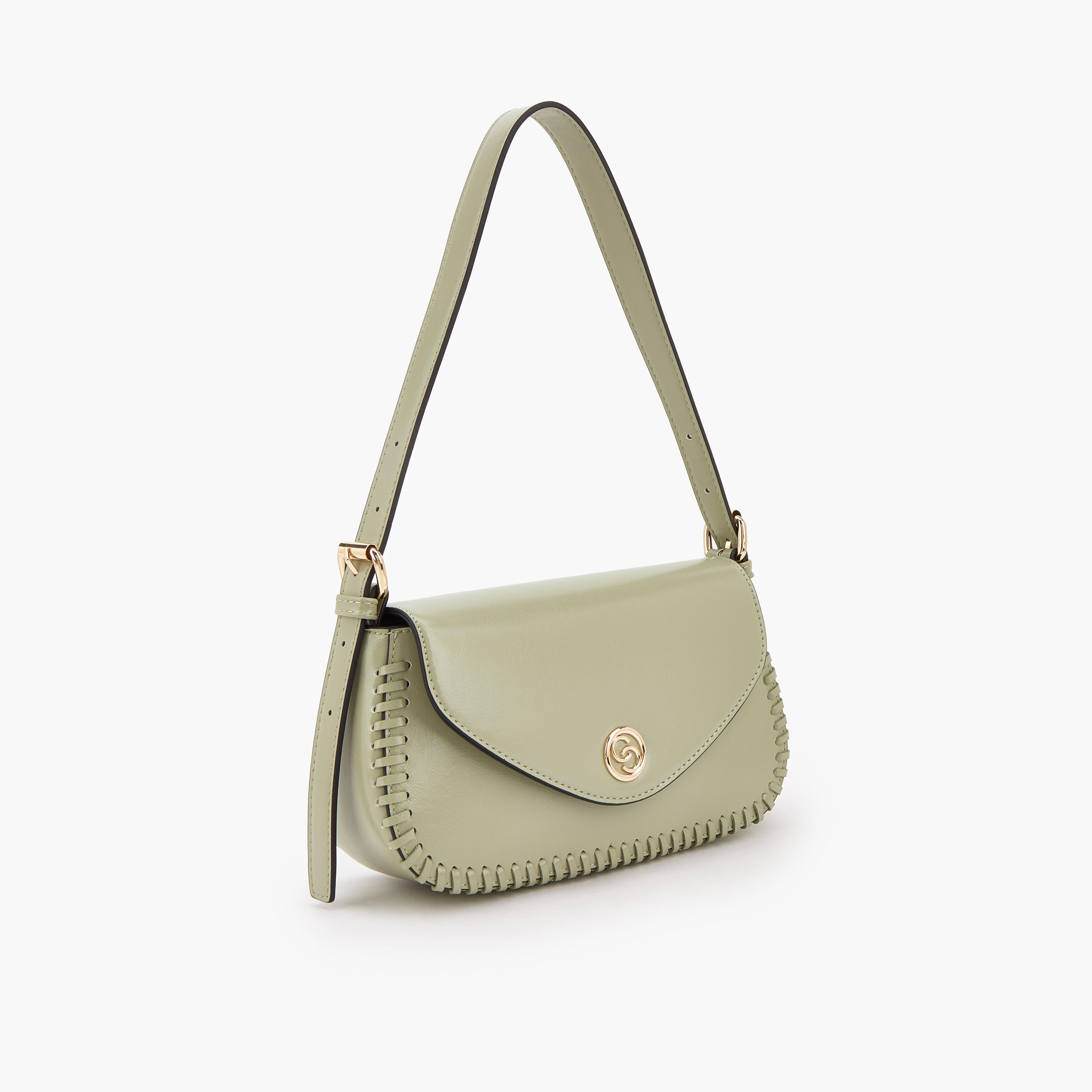 شنطة كتف بزر إغلاق وتفاصيل مغرزة من سيليست-women-bagsandwallets-handbags-image-2