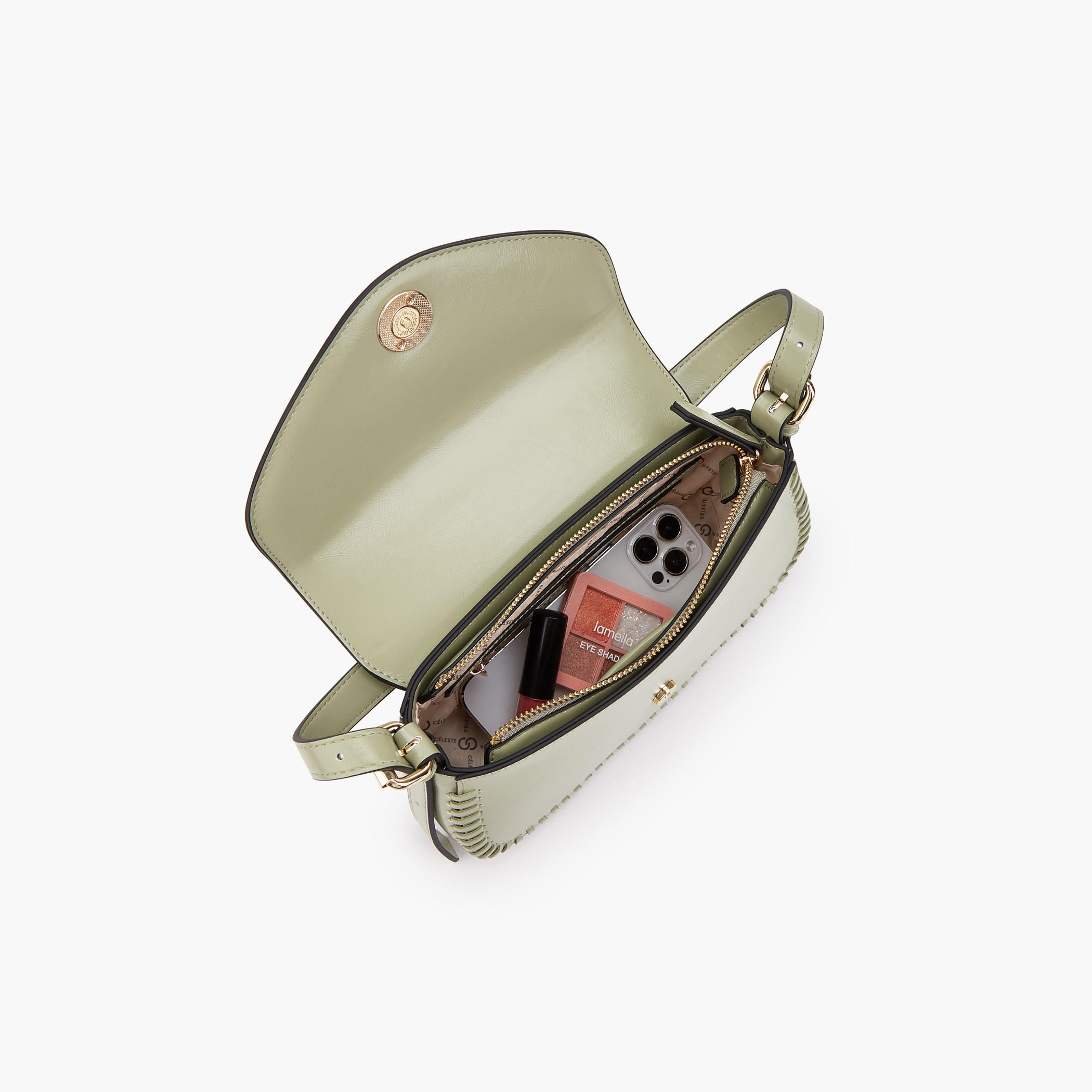 شنطة كتف بزر إغلاق وتفاصيل مغرزة من سيليست-women-bagsandwallets-handbags-image-7