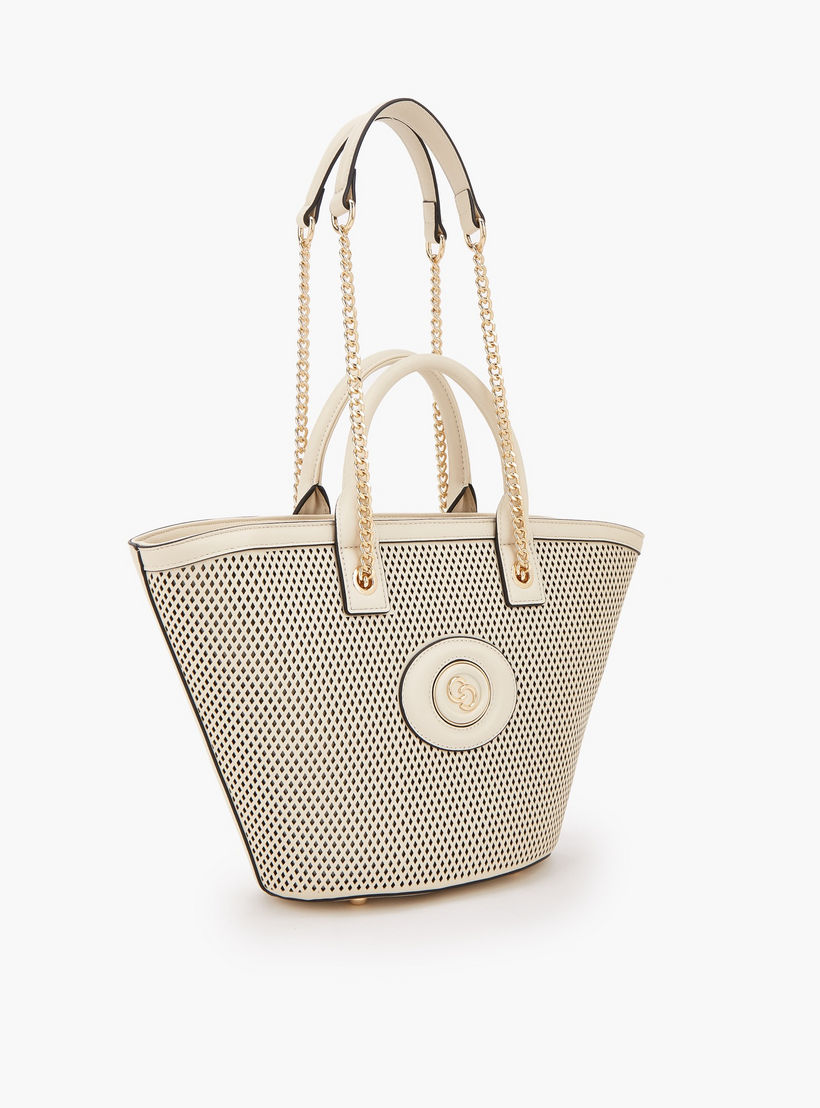 Celeste Textured Tote Bag with Chain Strap-women-bagsandwallets-handbags-image-2
